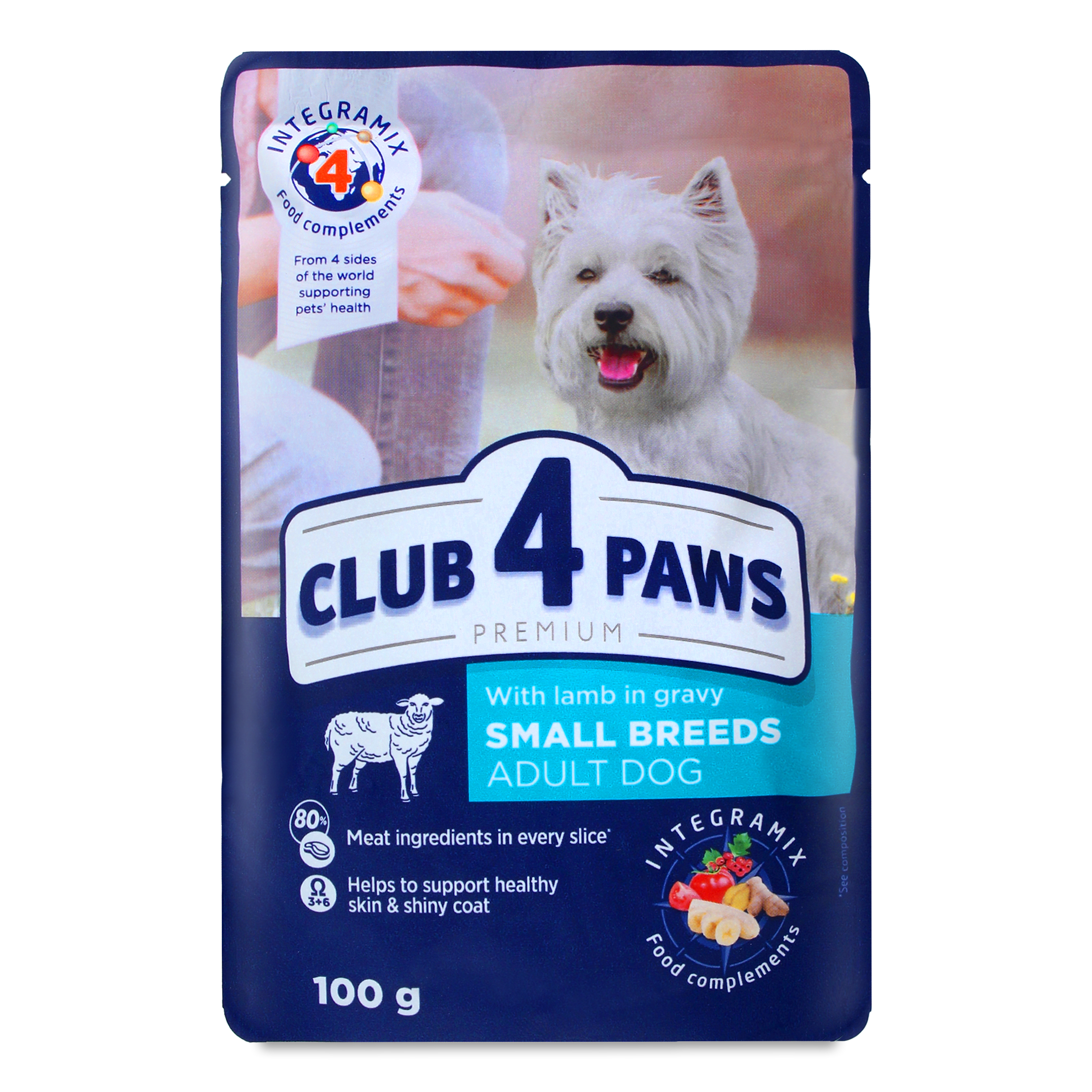 Корм Клуб 4 лапи Premium з ягням в соусі для дорослих собак малих порід 100г