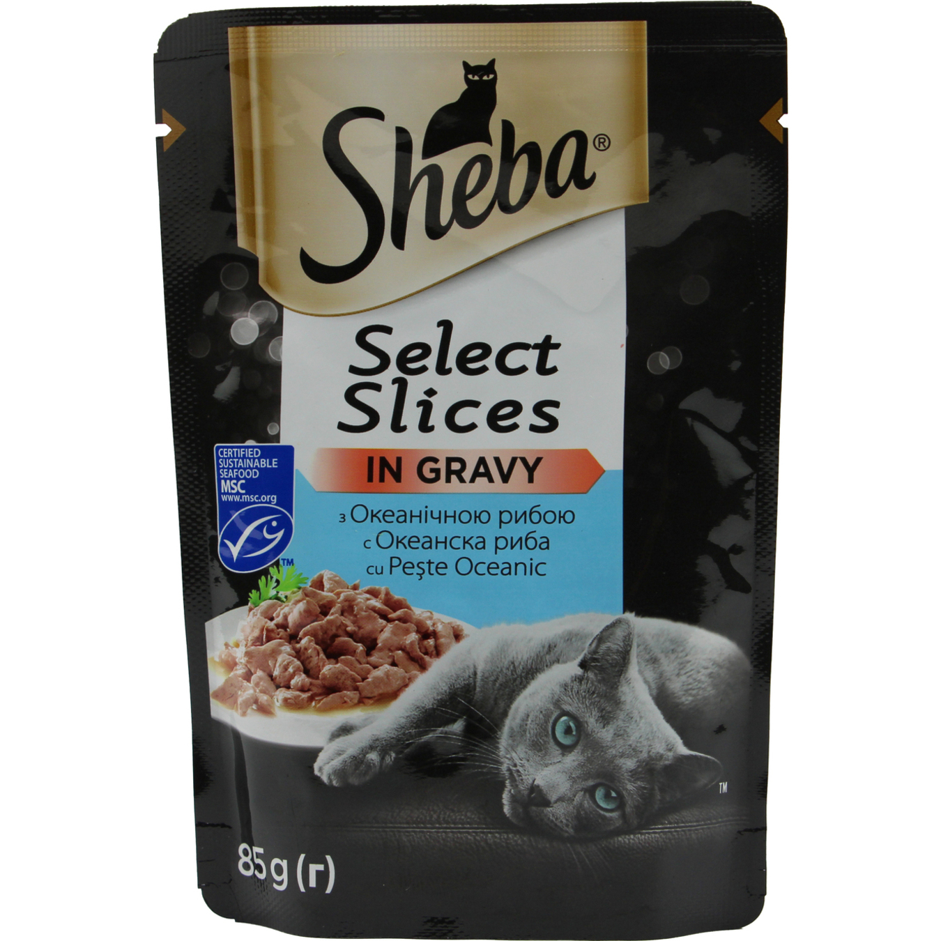 Корм Sheba Selection з тунцем в соусі для котів 85г