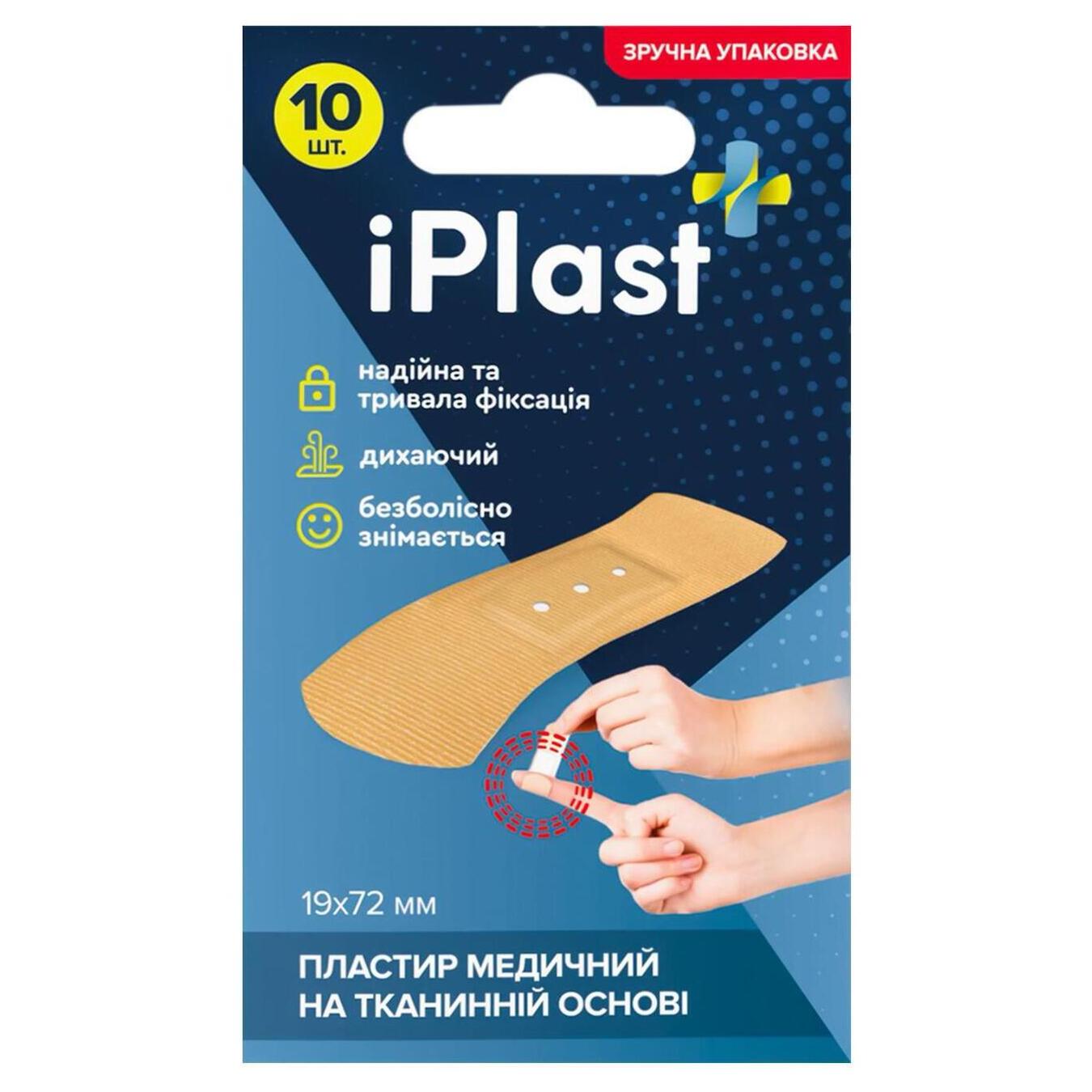 Пластир медичний iPlast на тканинній основі 19*72мм 10шт