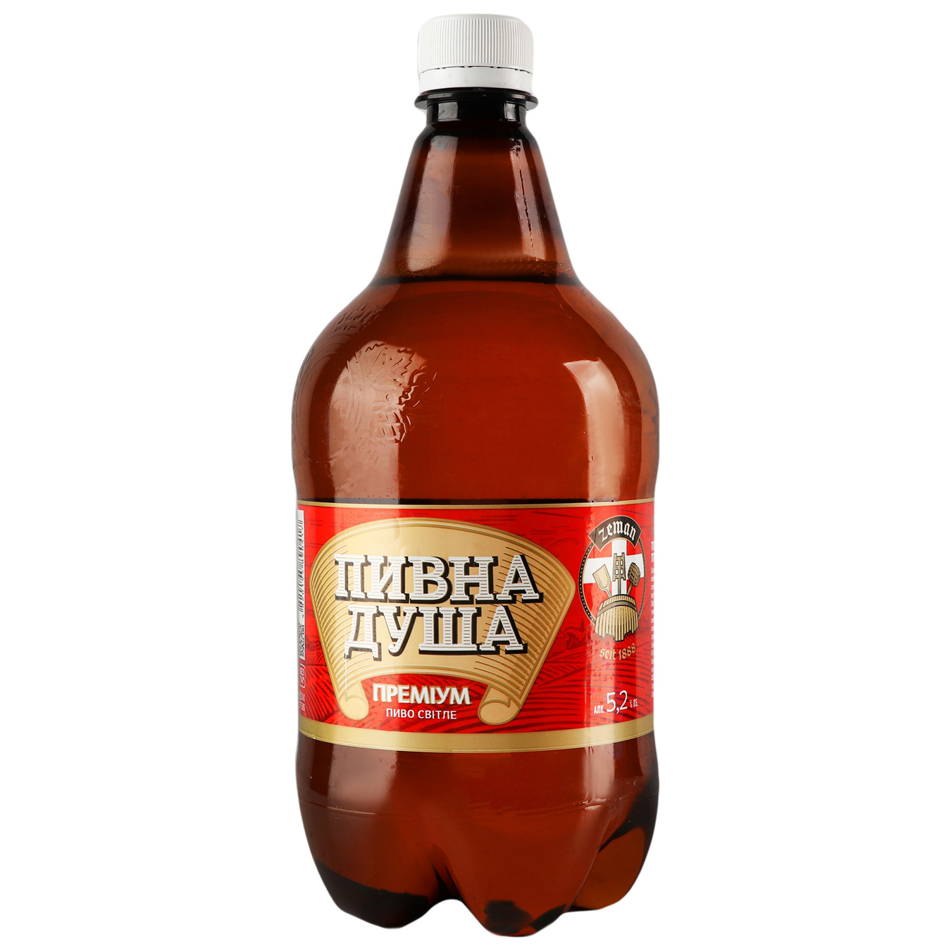 Пиво світле Земан Пивна душа Преміум 5,2% 1л пластикова пляшка