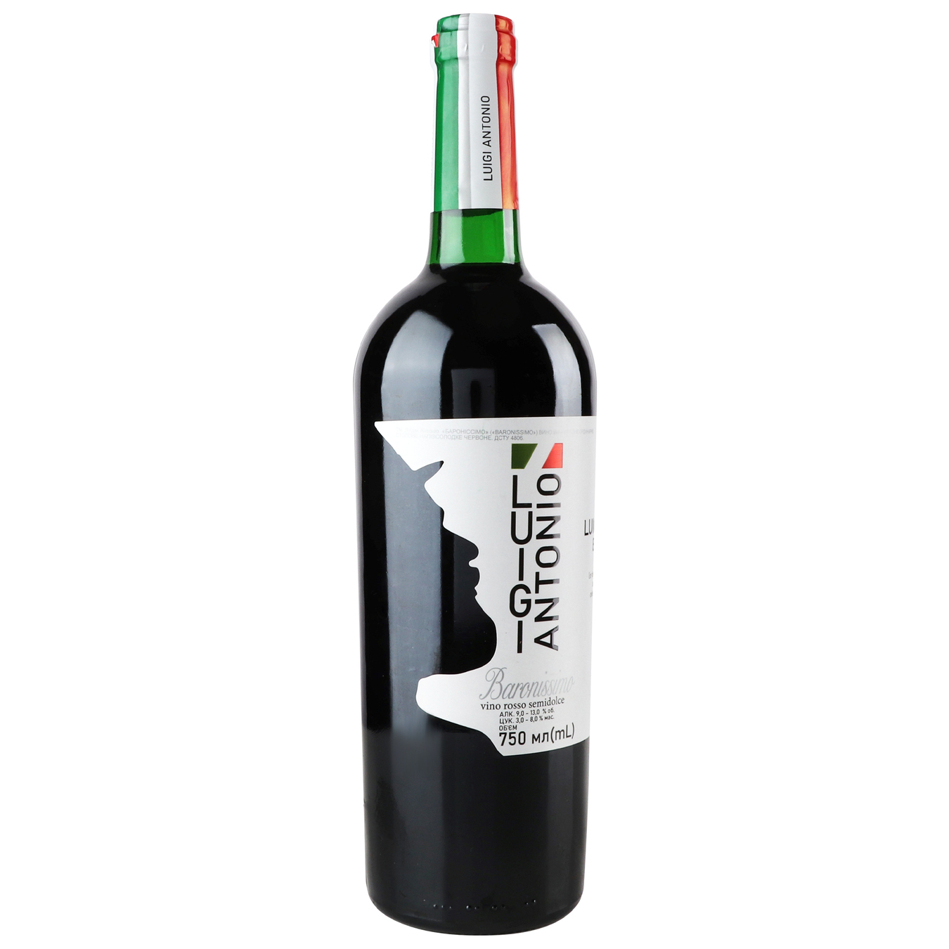 Вино Luigi Antoni Baronissimo червоне напівсолодке 9-13% 0,75л