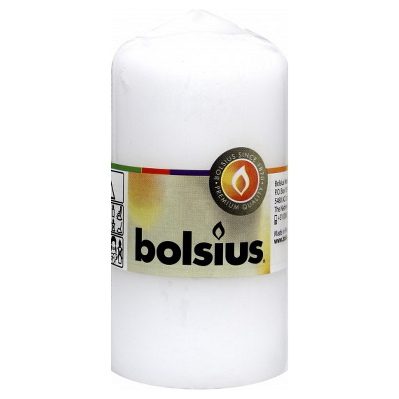 Свічка Bolsius циліндр білий12*6см