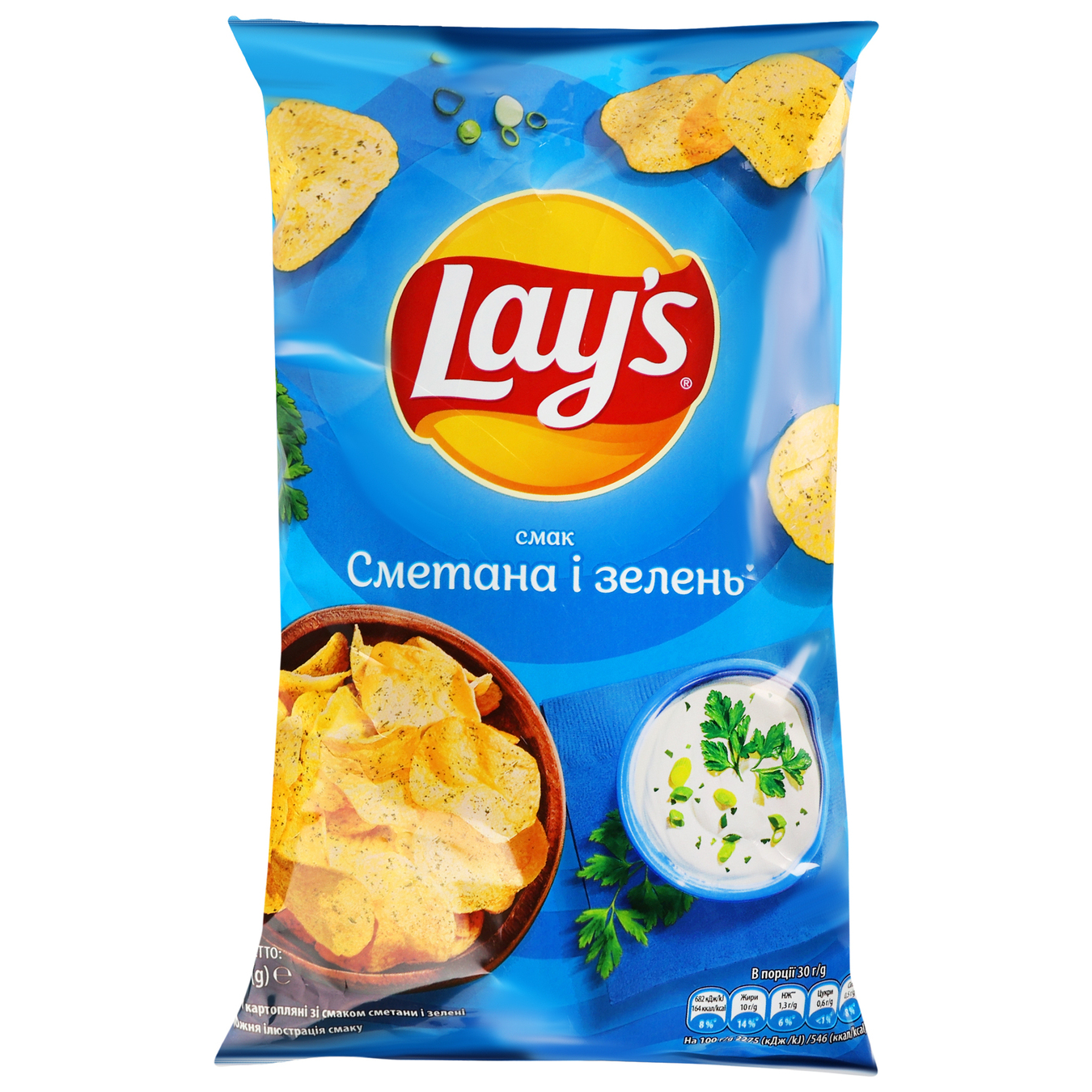 Чіпси Lay's картопляні зі смаком сметани і зелені 120г