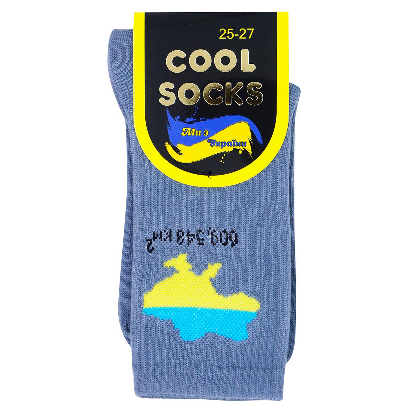 Шкарпетки Cool Socks Карта України патріотичні високі сірого кольору 25-27р.