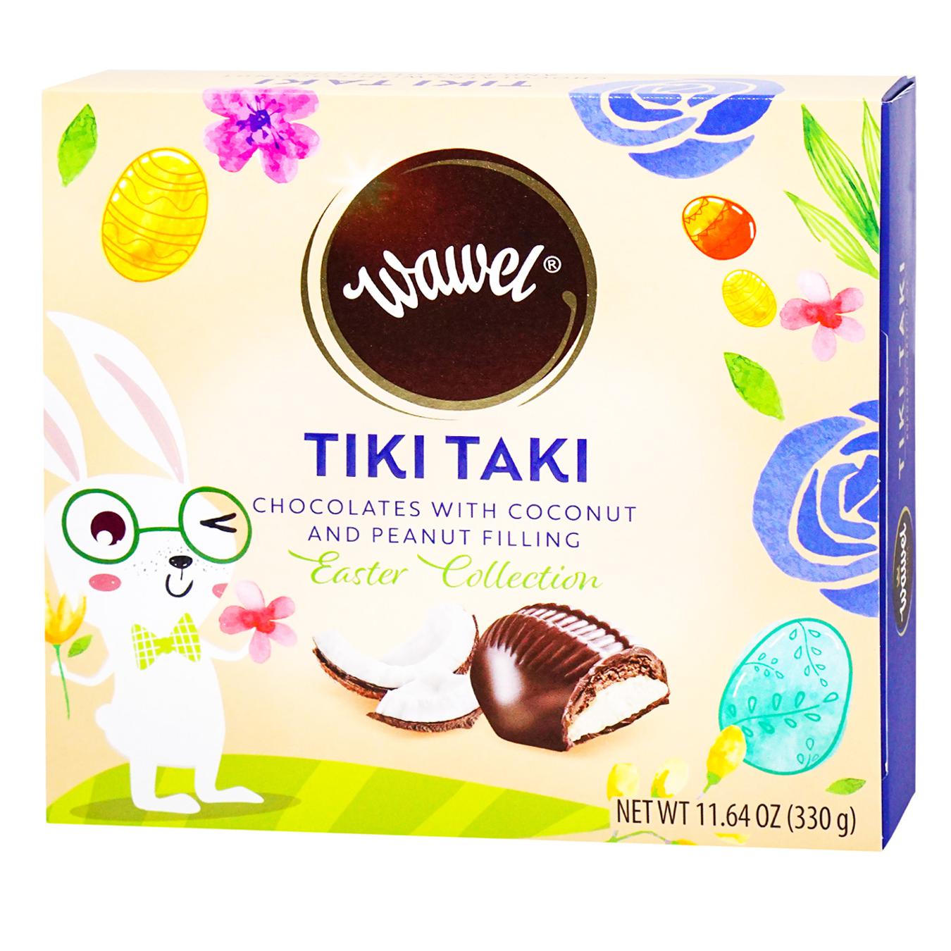 Цукерки WAWEL Tiki Taki шоколадні з кокосовою начинкою та фундуком 180г