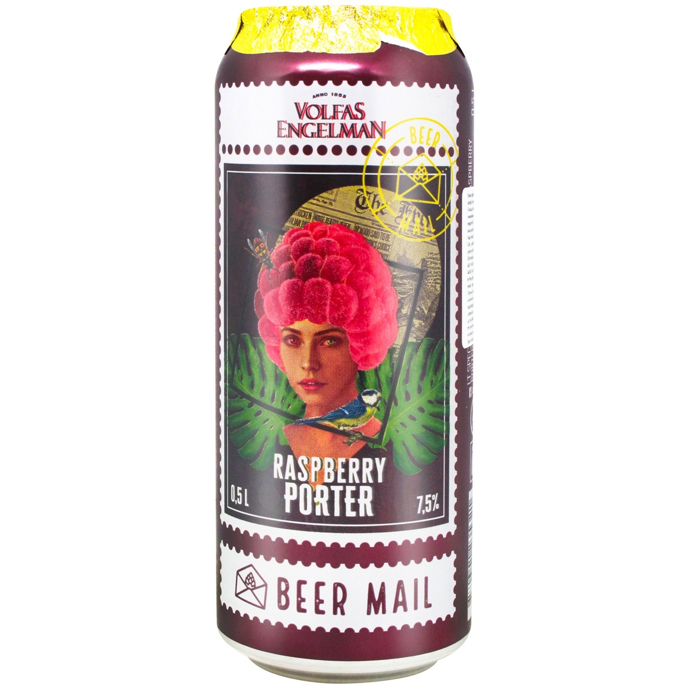 Пиво темне Volfas Engelman Raspberry Porter 7,5% 0,5л залізна банка