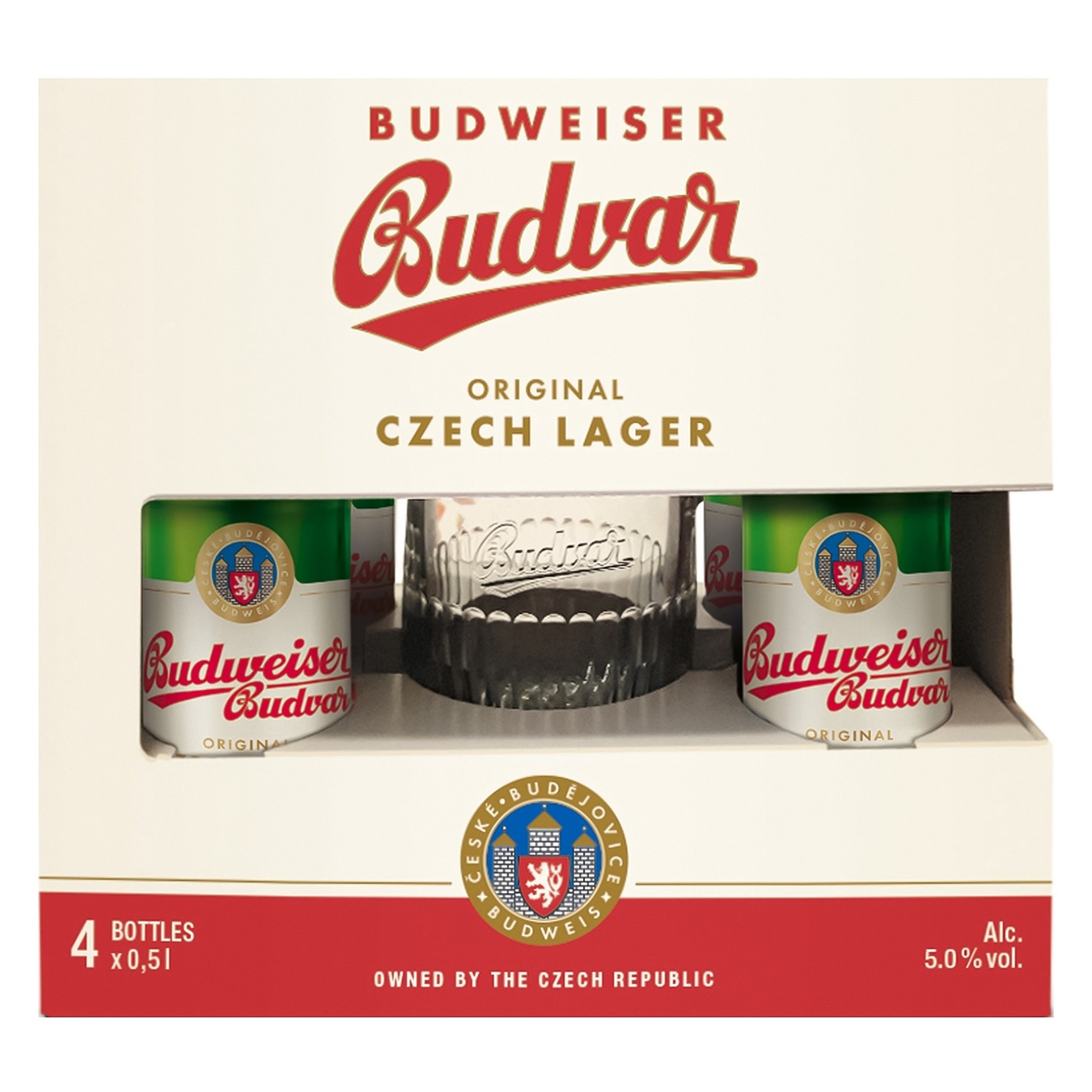 Набір Budweiser пиво світле 5% 2*0,5л с/пл + келих