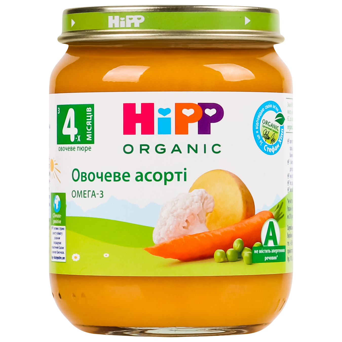 Пюре HiPP овочеве асорті з омега 3 жирними кислотами для дітей з 4 місяців 125г