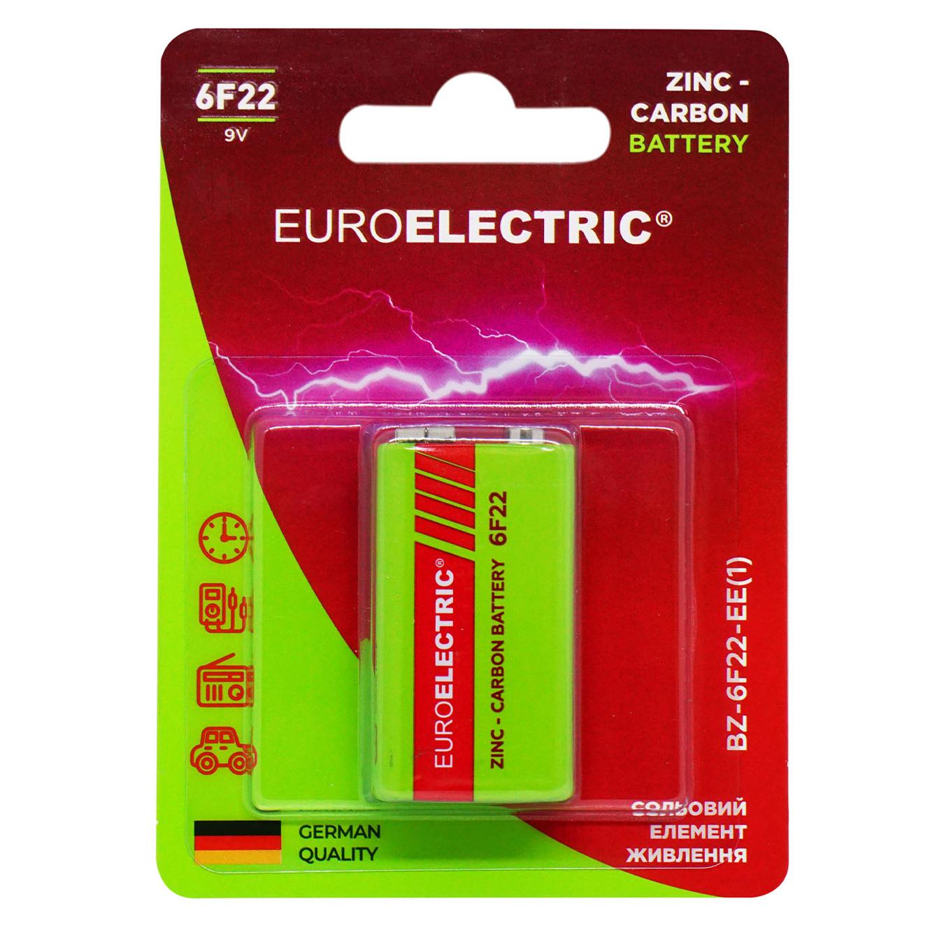Батарейка сольова Euroelectric 6F22 9V 1шт