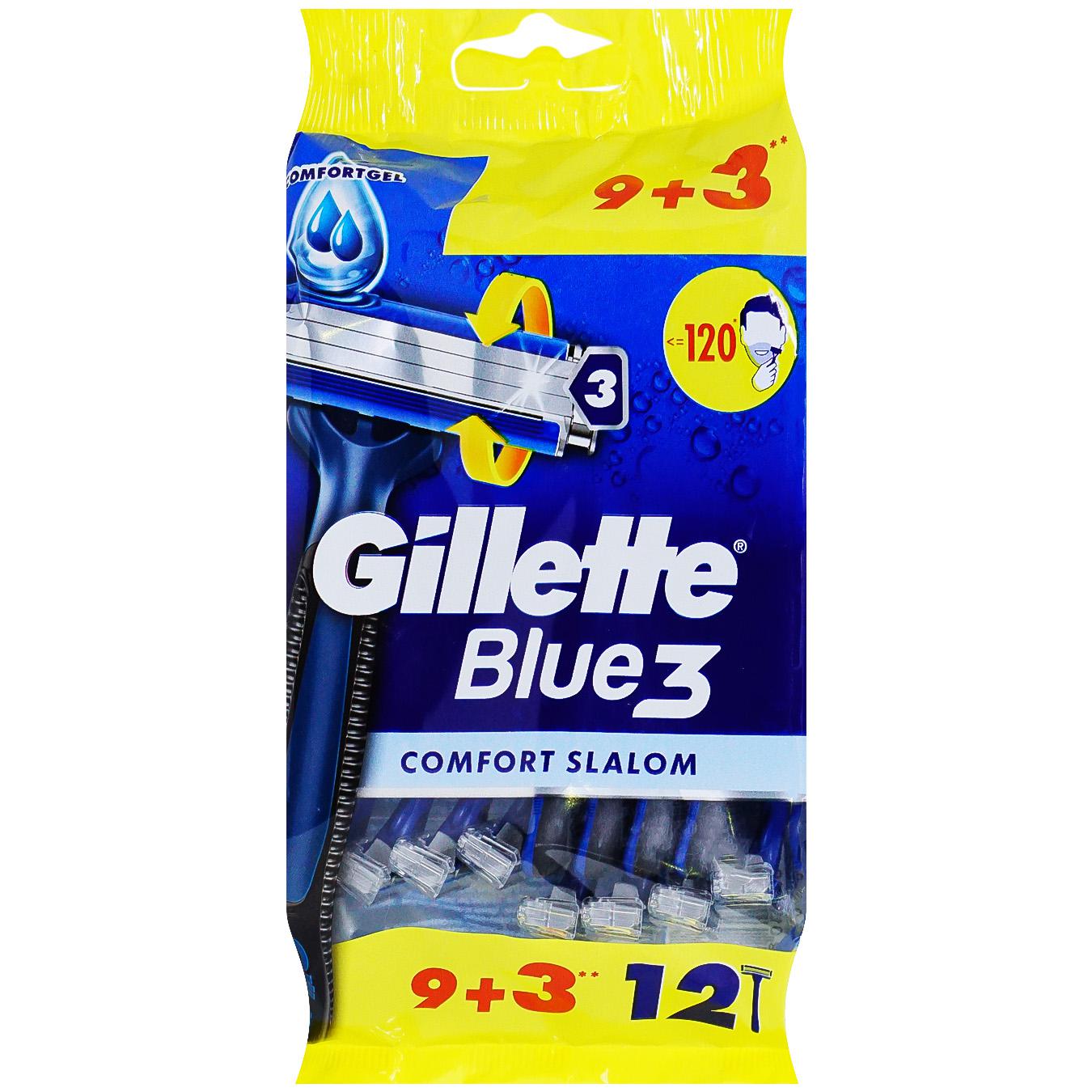 Бритви Gillette Blue одноразові слалом комфорт 3 9+3шт