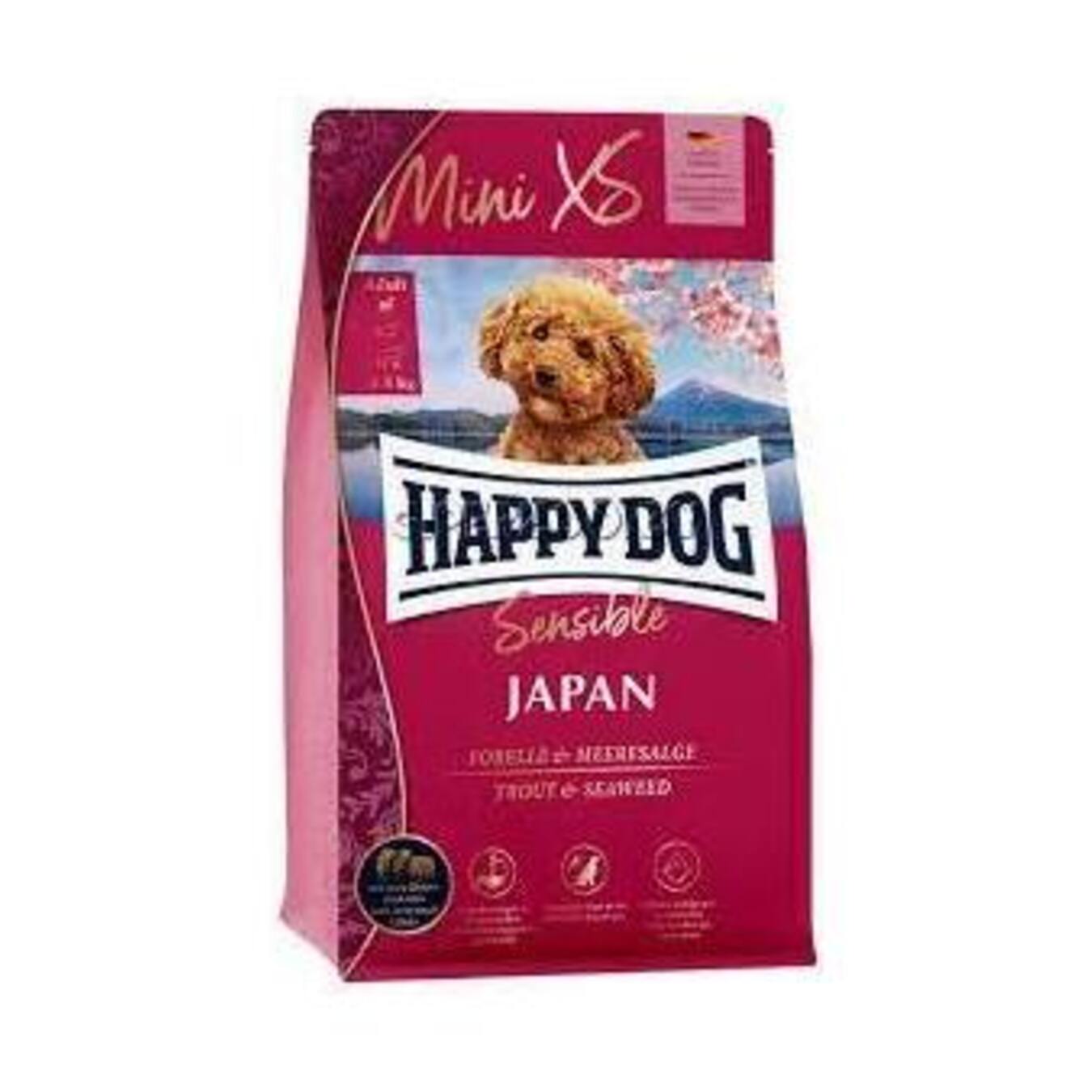 Корм для собак до 5кг Happy Dog Mini XS Japan з куркою фореллю та водоростями сухий 300г