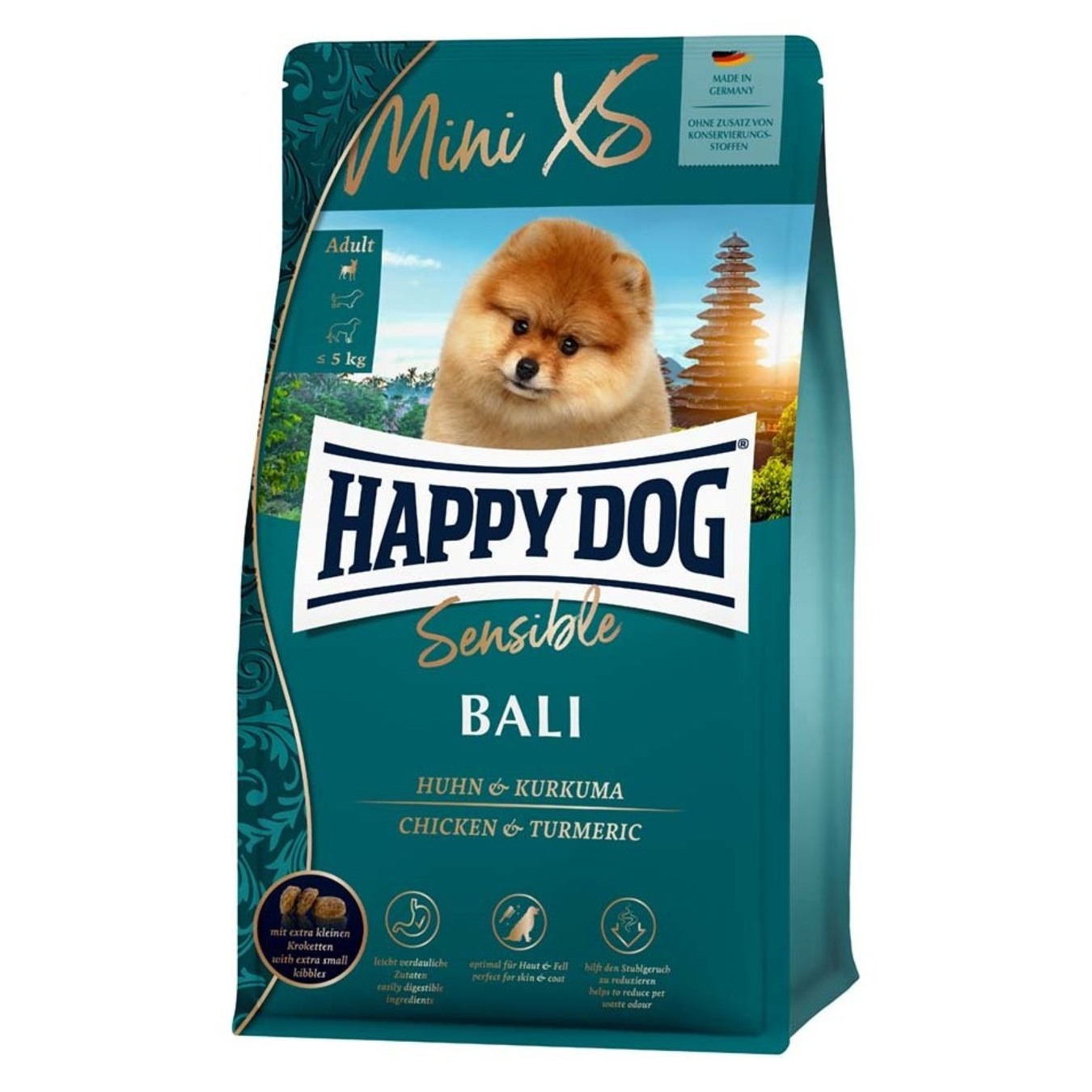 Корм для собак до 5кг Happy Dog Mini XS Bali з куркою та куркумою сухий 300г