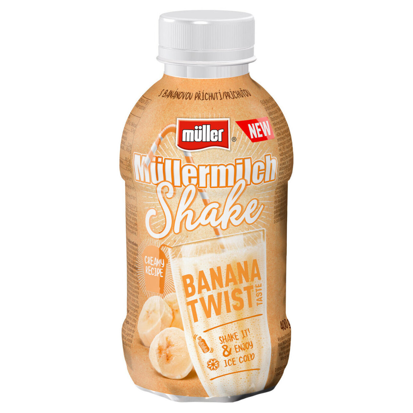 Шейк молочний ароматизований Müller Банан, подвійний смак 3,5% 400г