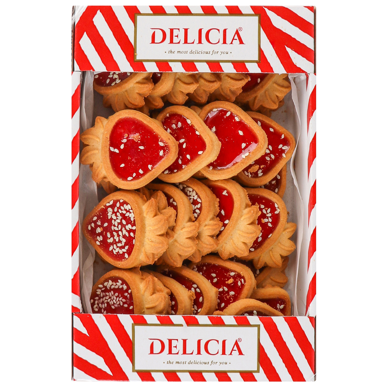 Печиво Delicia здобне желейна ягідка смак полуниці 300г