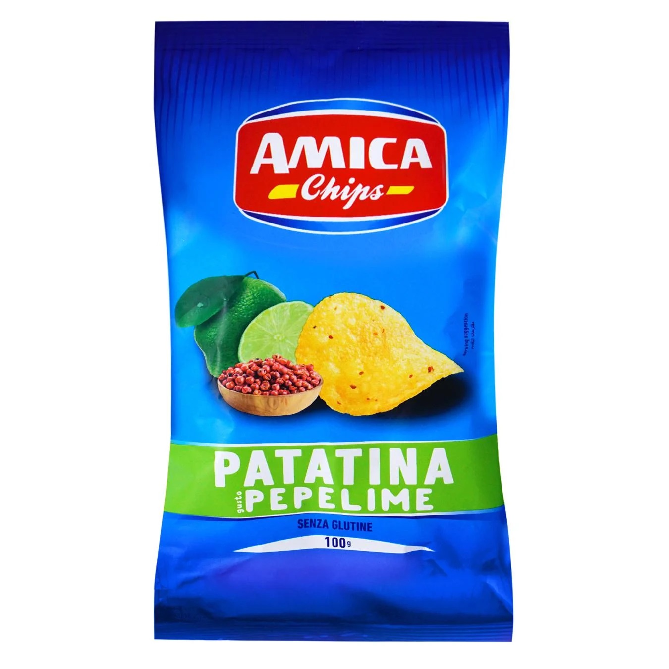 Чіпси картопляні Amica зі смаком перцю та лайму 100г