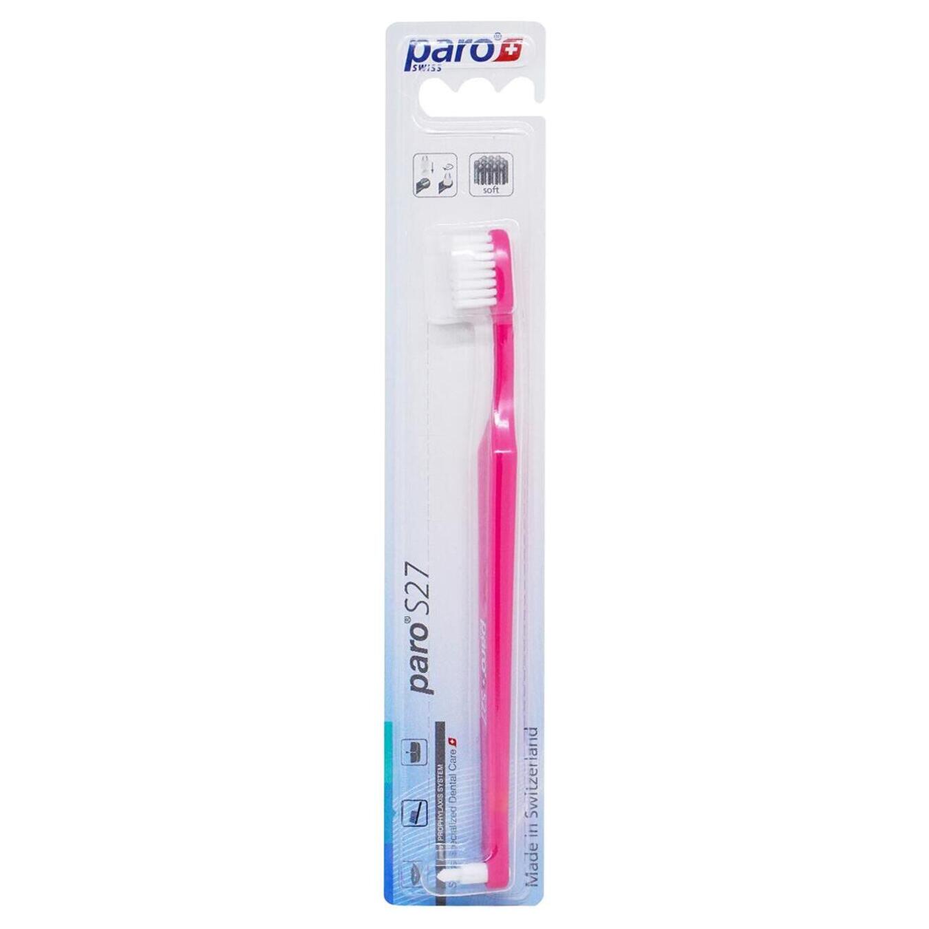 Зубна щітка Paro м’яка 27 пучків щетин з монопучковою насадкою дитяча S27 рожева
