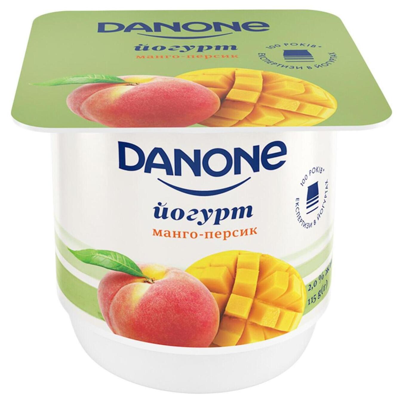 Йогурт Danone манго-персик стакан 2% 115г