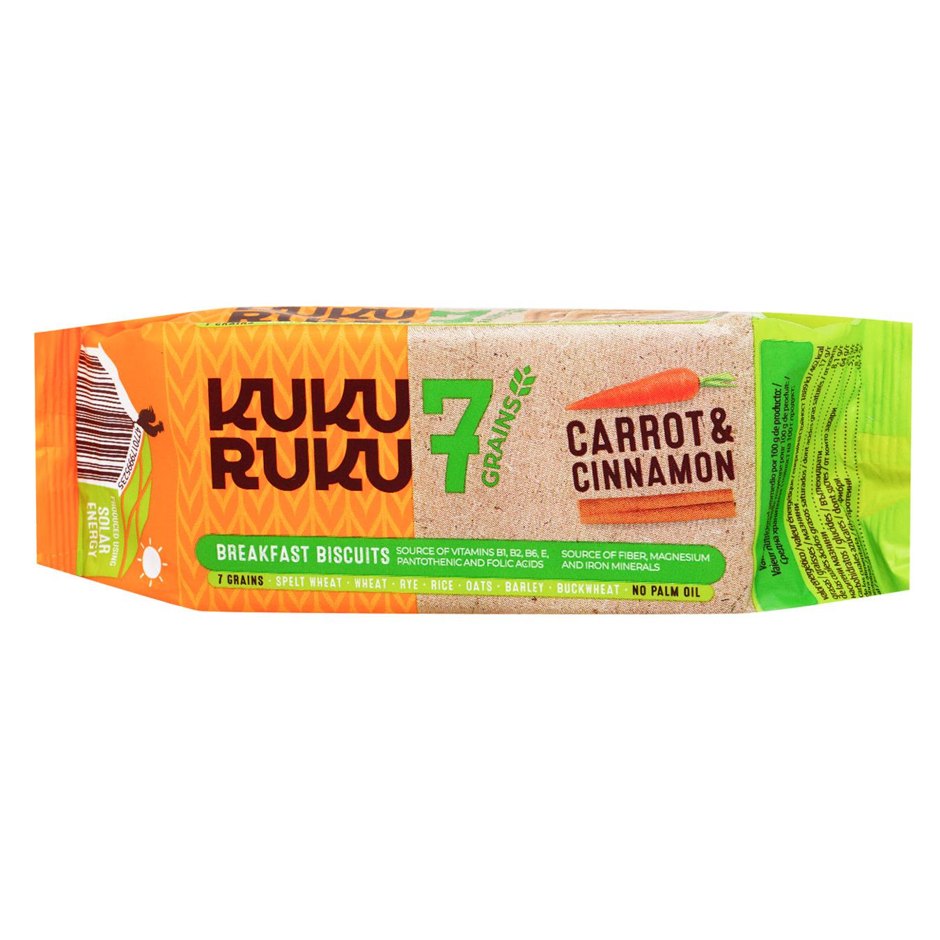 Печиво цукрове KUKU RUKU зі смаком моркви та кориці 7 злаків 160г