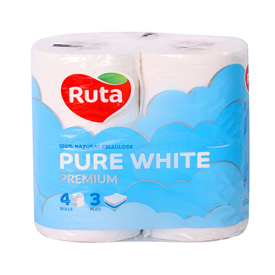 Папір туалетний Ruta Pure White тришаровий білий 4шт