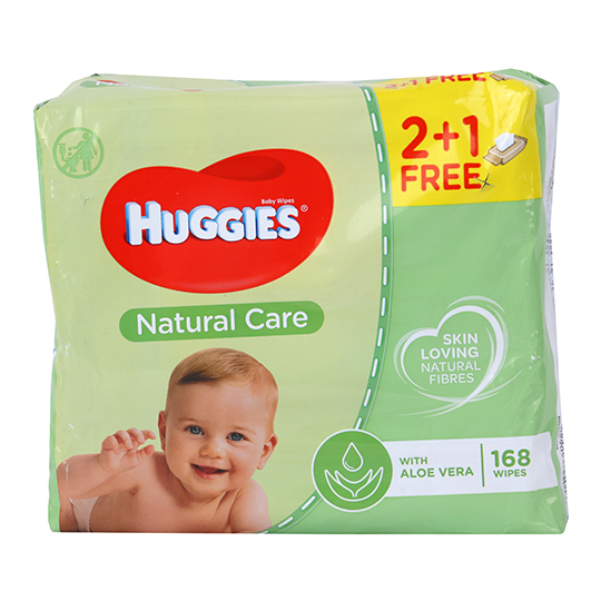 Серветки дитячі Huggies Natural Care 2+1 3x56шт