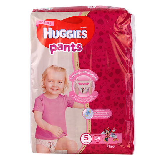Підгузки-Трусики Huggies для дівчаток 5 12-17кг 34шт