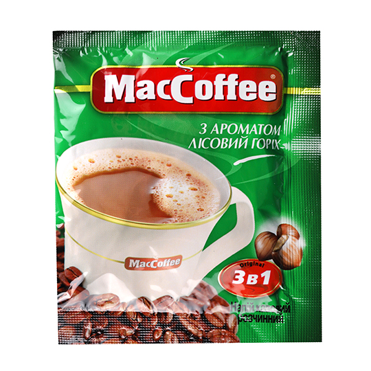 Напій кавовий Maccoffee 3в1 Лісовий Горіх розчинний стік 18г