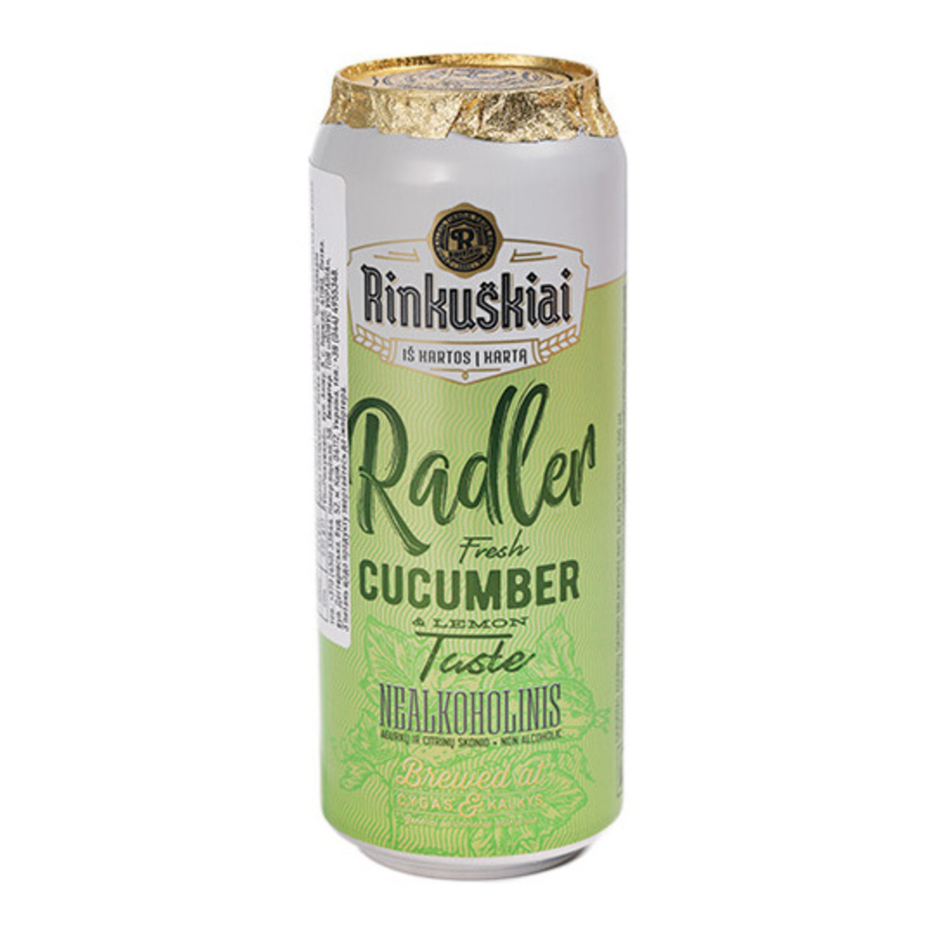 Напій пивний Rinkuskiai Radler Огірок та лимон безалкогольний залізна банка 0% 0.5л