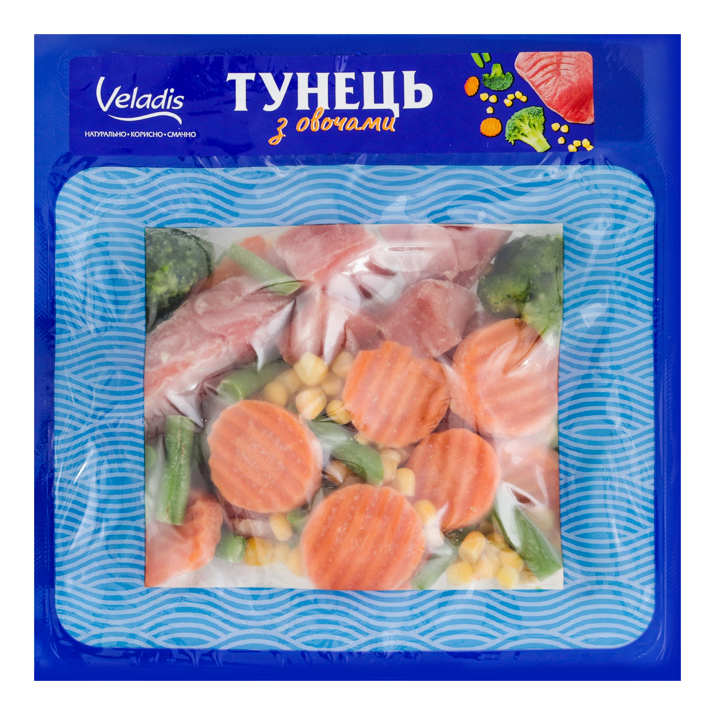 Тунець Veladis заморожений з овочами в/у 400г
