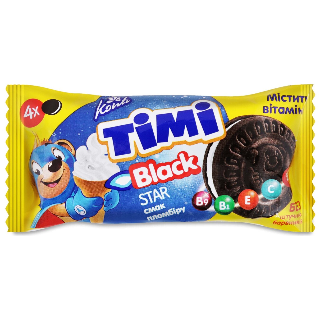 Печиво сендвіч Konti Timi black зі смаком пломбіру 54г