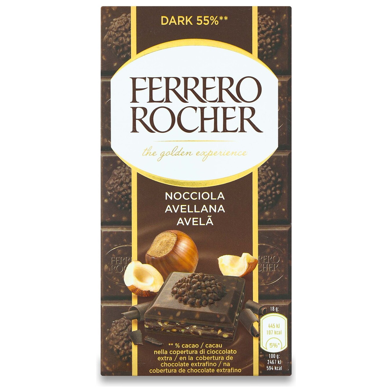 Шоколад чорний Ferrero Rocher гіркий з лісовими горіхами 90г