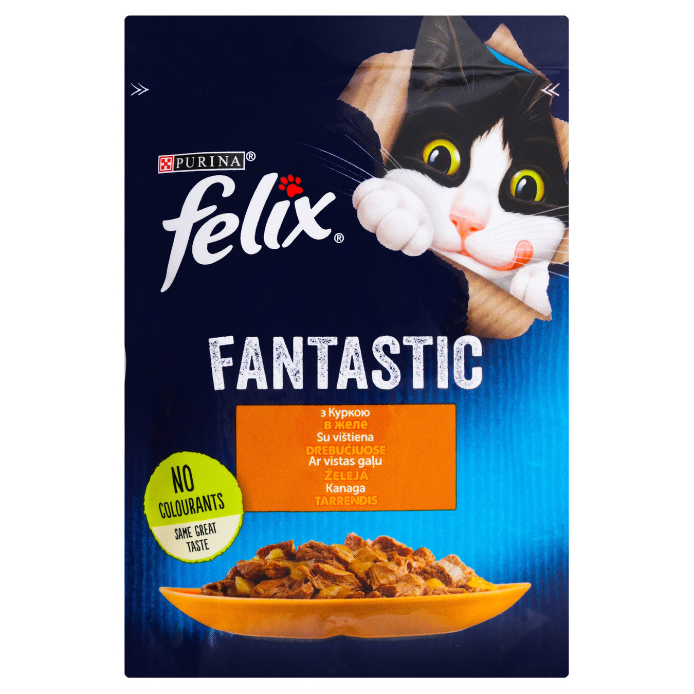 Корм консервований Felix Fantastic з куркою в желе для котів 85г