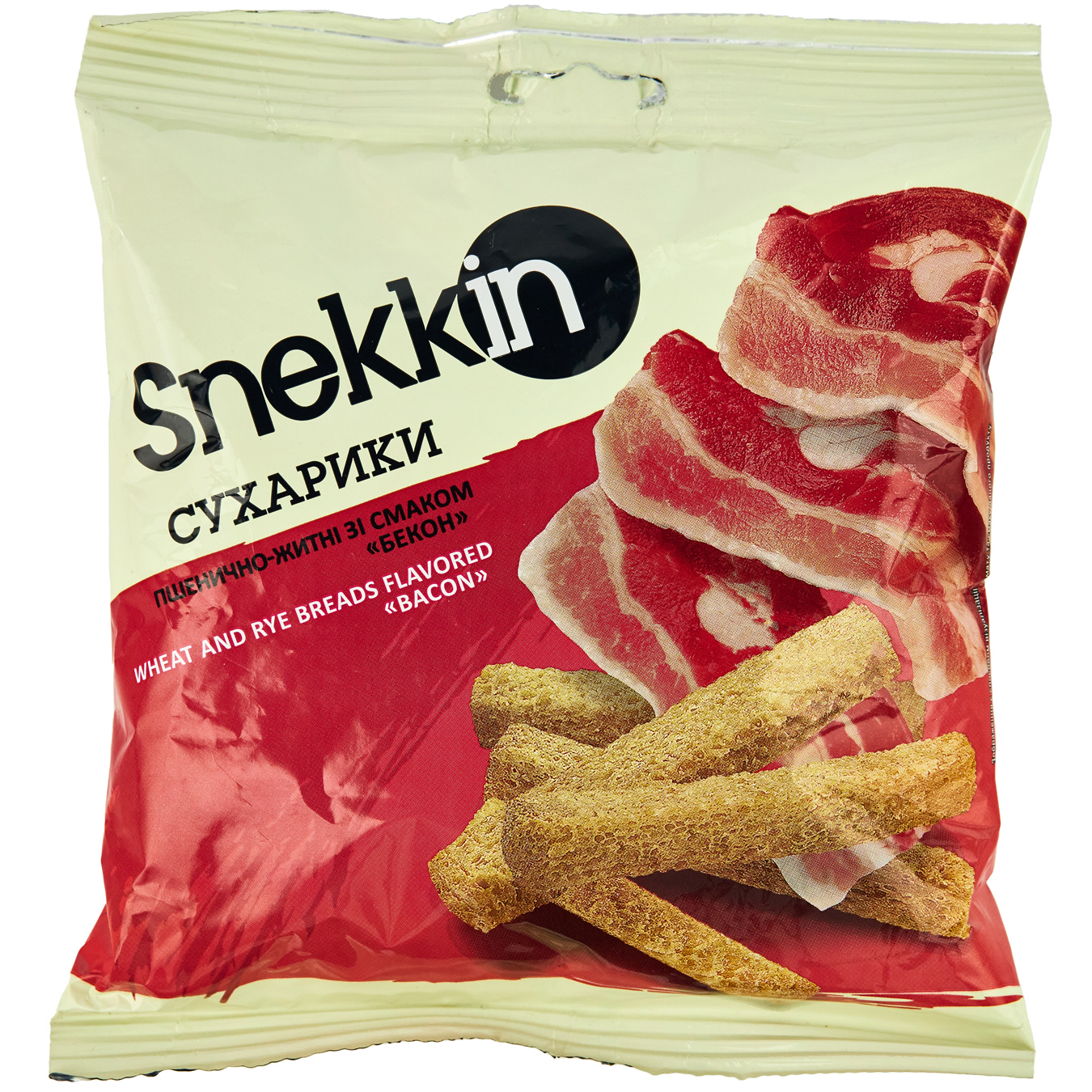 Сухарики Snekkin пшенично-житні зі смаком бекону 110 г