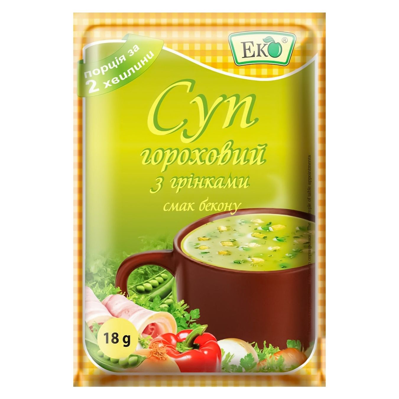 Суп гороховий Еко з грінками та беконом 18г