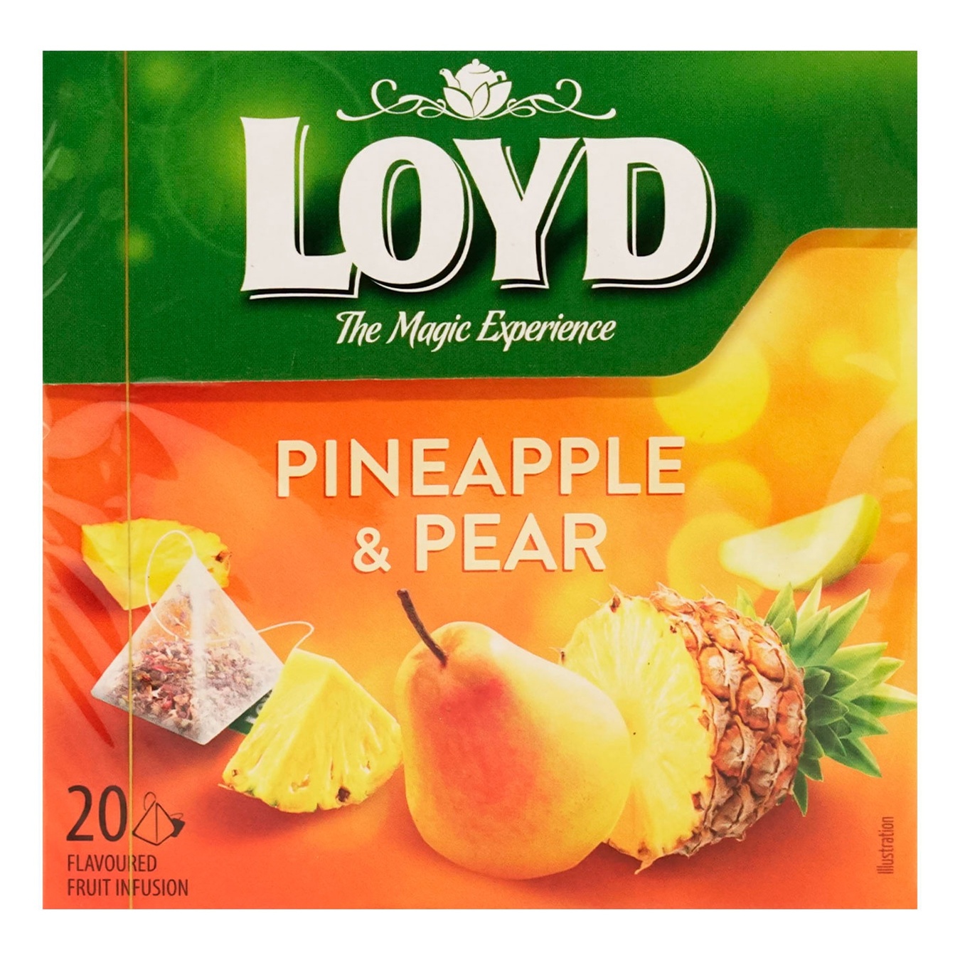 Чай фруктовий LOYD ароматизований з ананасом та грушею у пакетиках для разового заварювання 20*2г