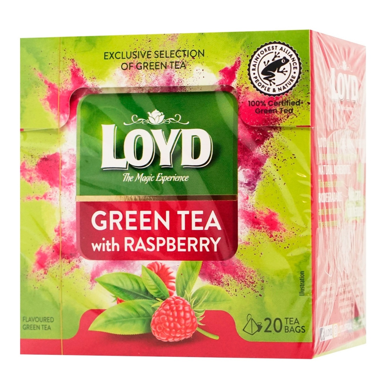 Чай зелений LOYD зі смаком малини 1,5г*20шт 2