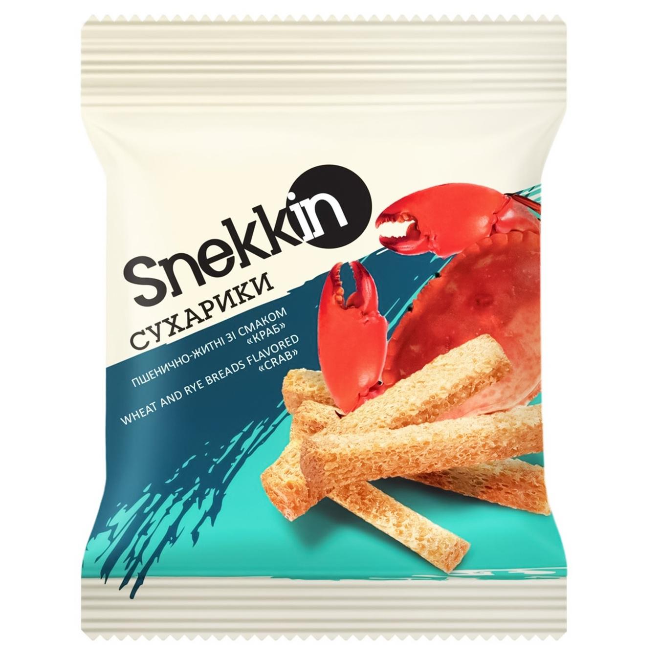 Сухарики Snekkin пшенично-житні зі смаком крабу пакет 70 г