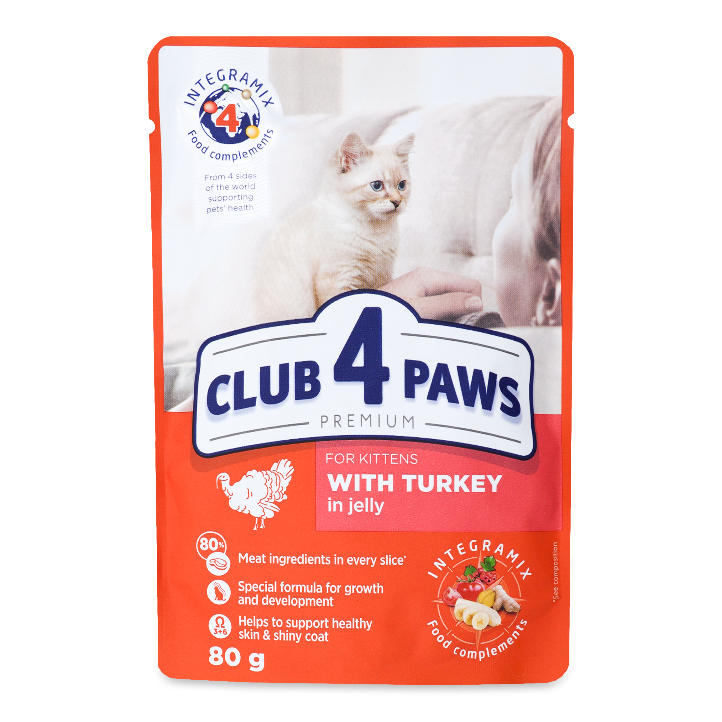 Club 4 Paws Premium with Turkey in Jelly Canned Food for Kittens 80g