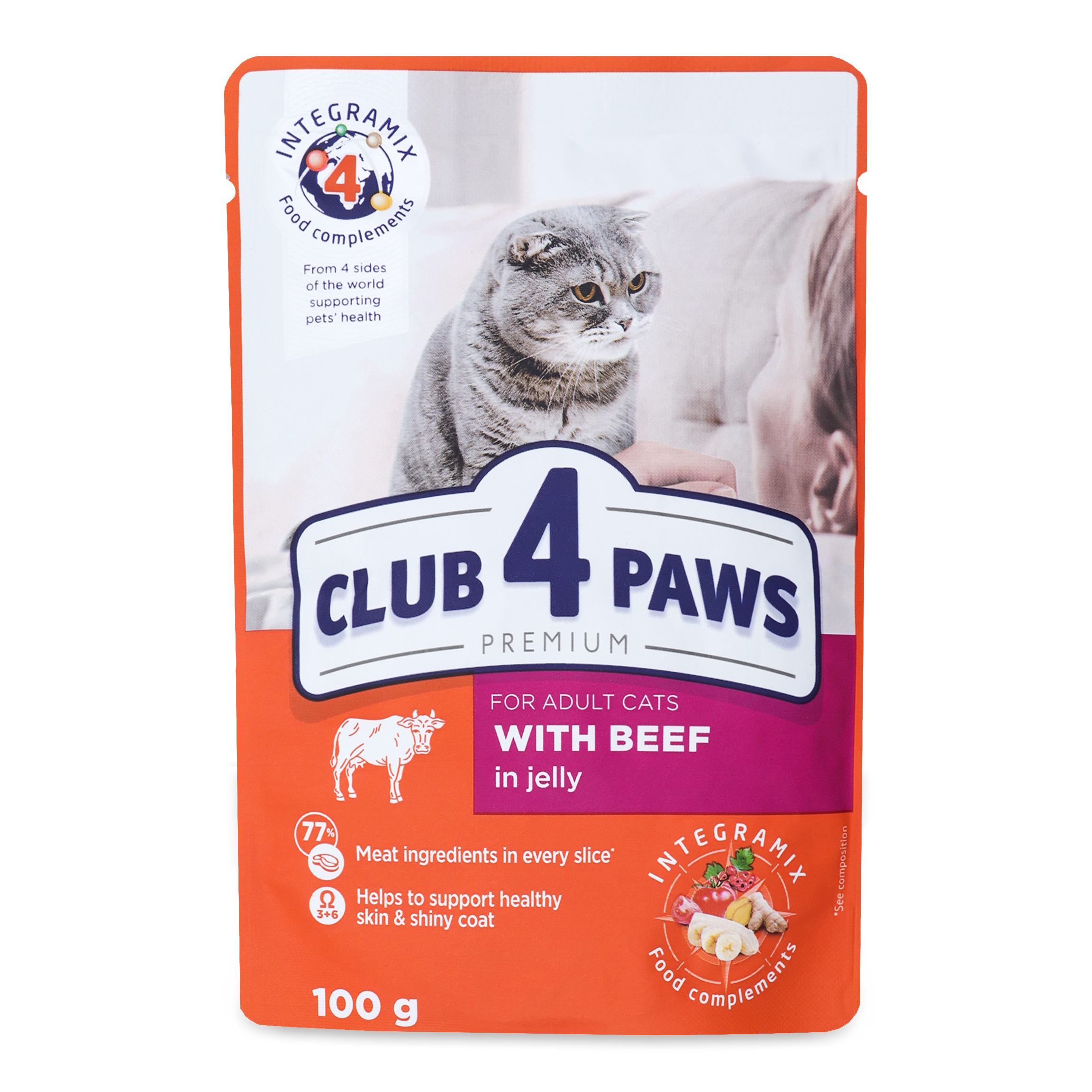 Корм Club 4 Paws Premium З яловичиною в желе для дорослих котів 100г
