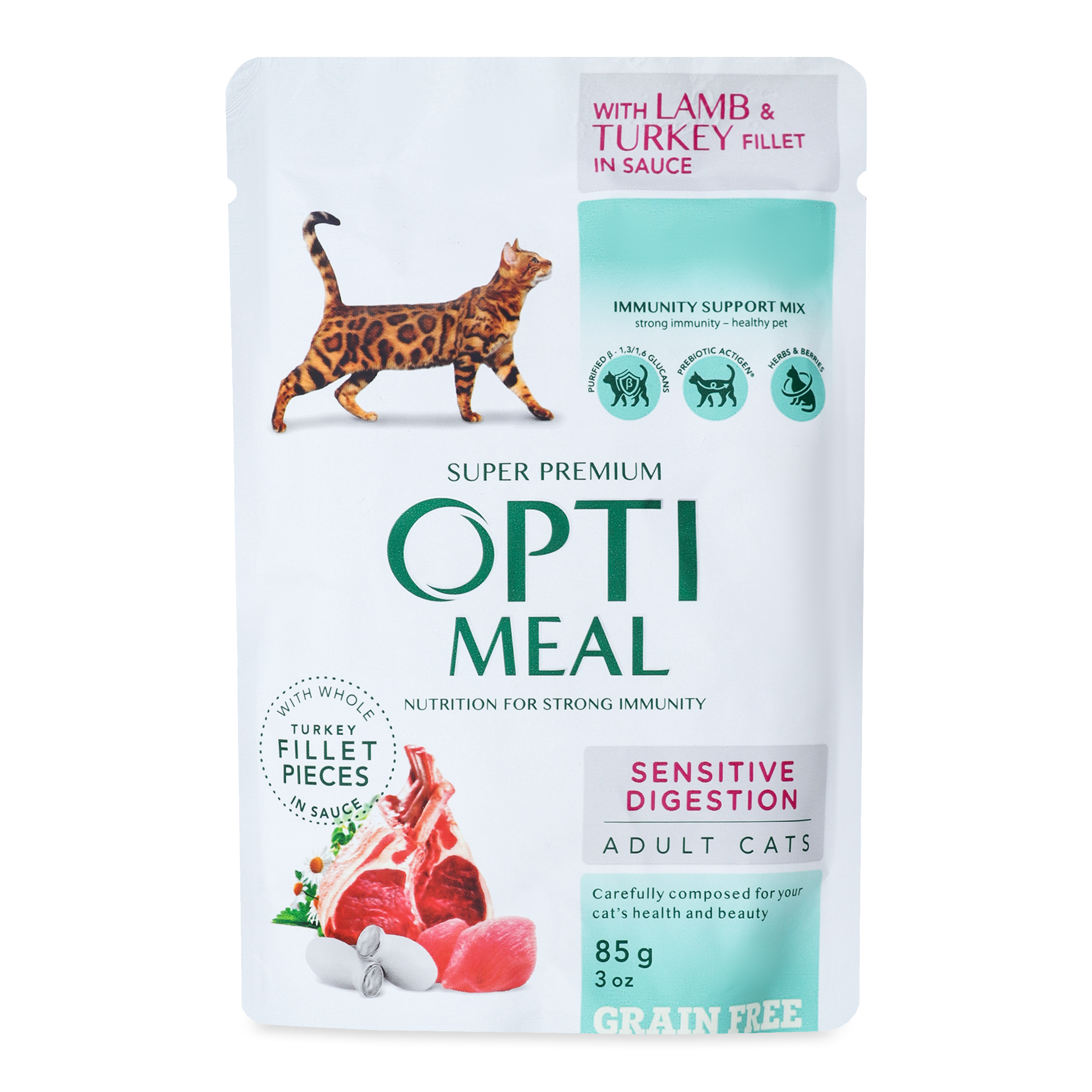 Optimeal Cat Food Lamb and Turkey 85g