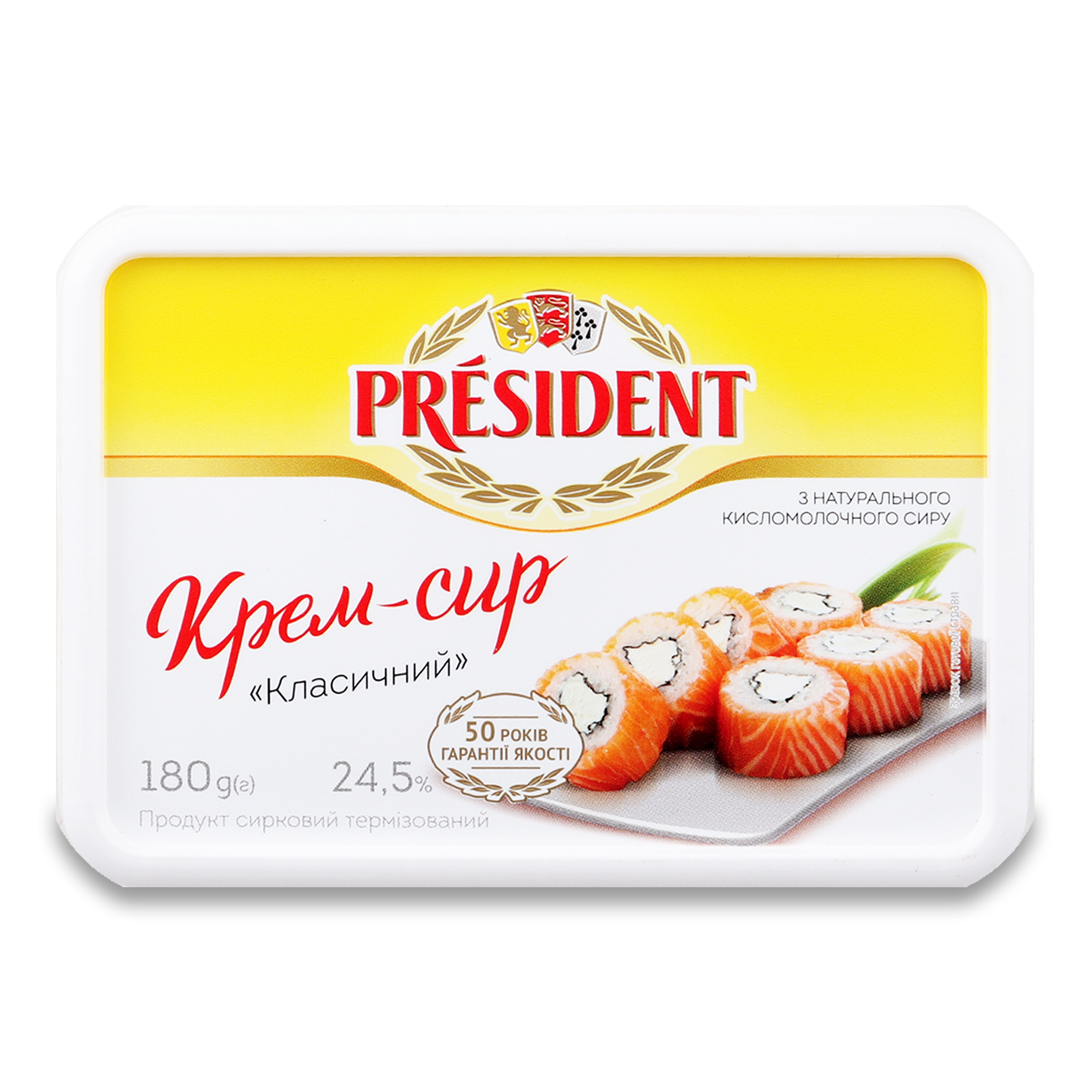 Крем-сир President Класичний продукт сирковий 24,5% 180г