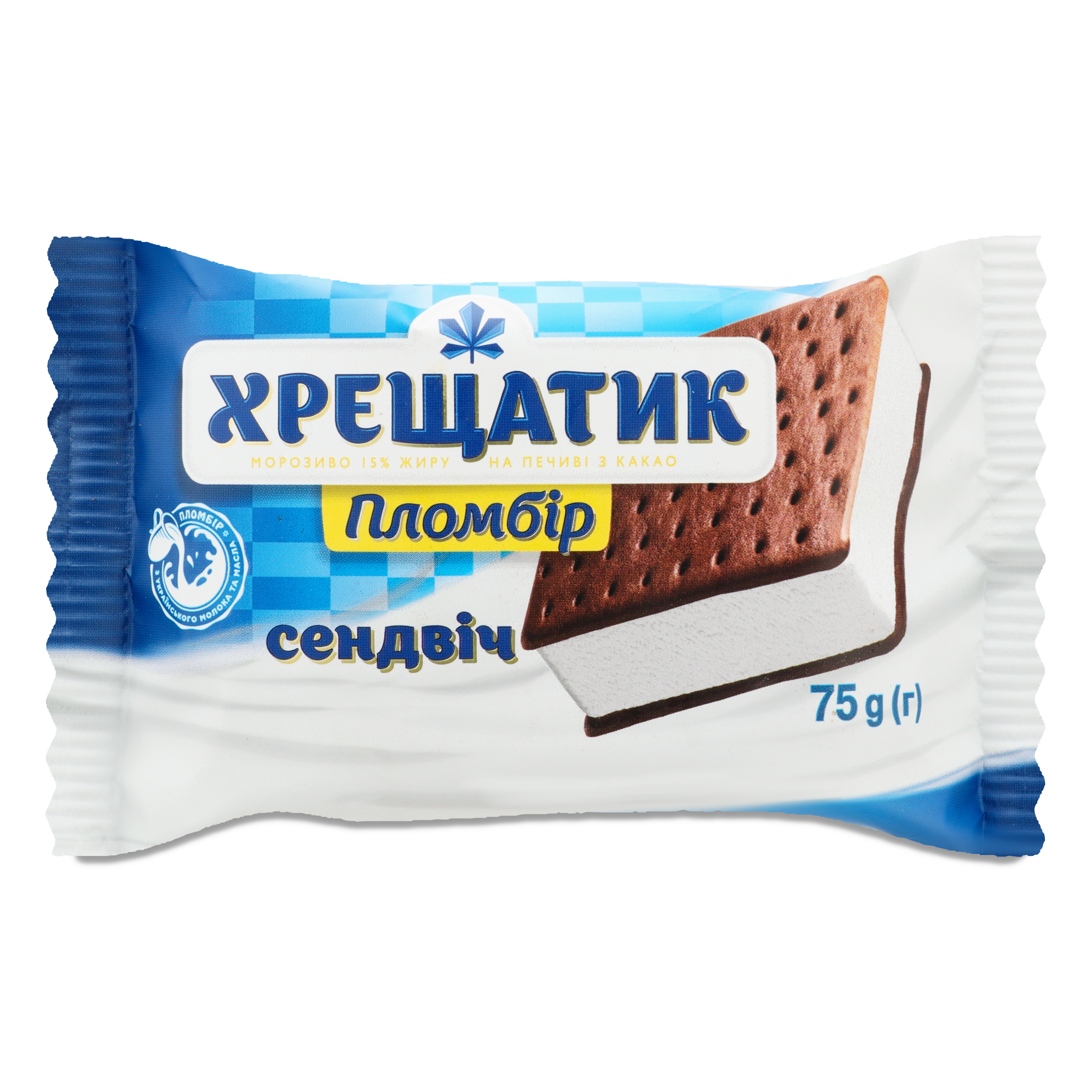 Khreshchatyk with Cocoa Flavor on Cookies Plombir Ice-Cream 75g 2