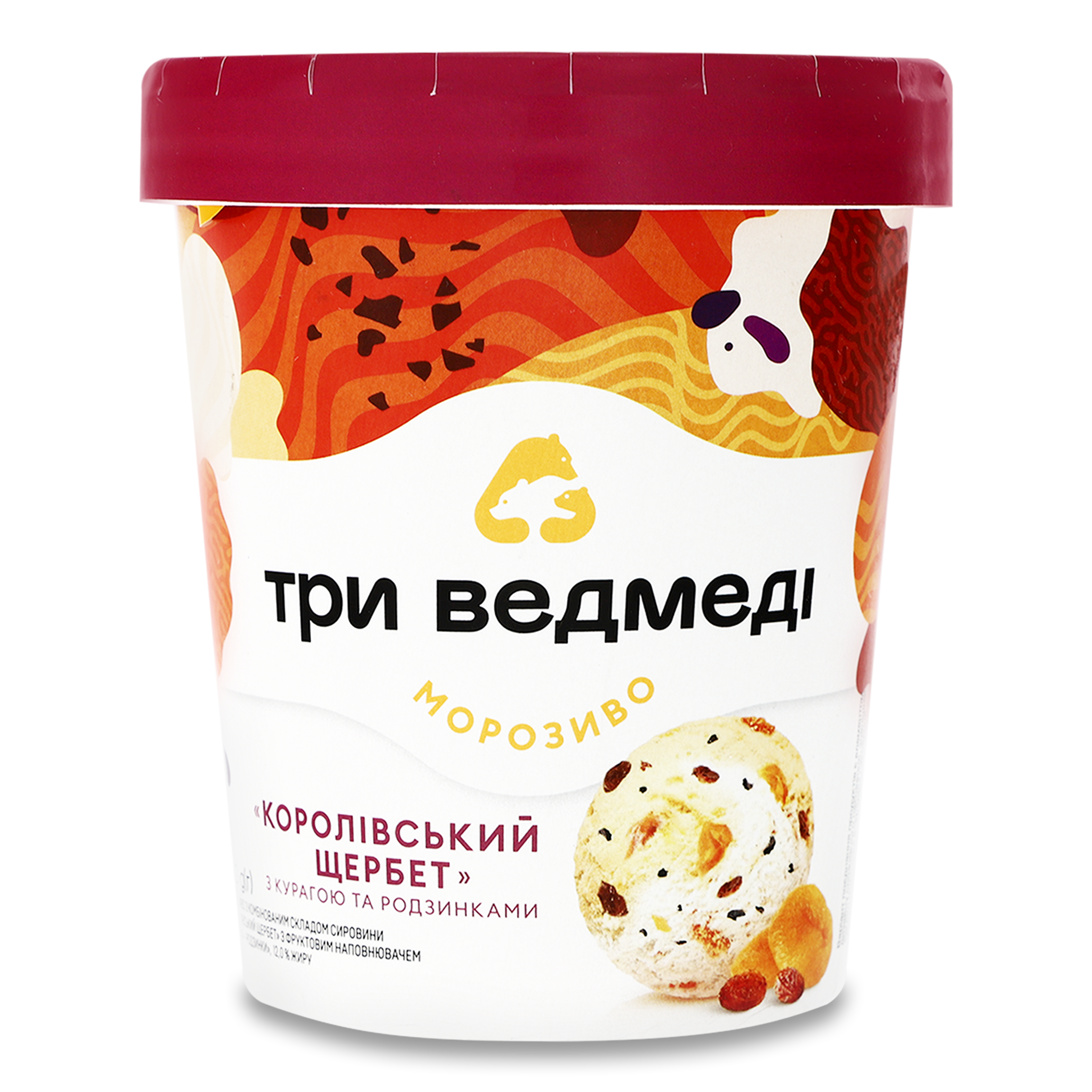 Three Bears Royal Sherbet Ice cream with Dried Apricots and Raisins 320g
