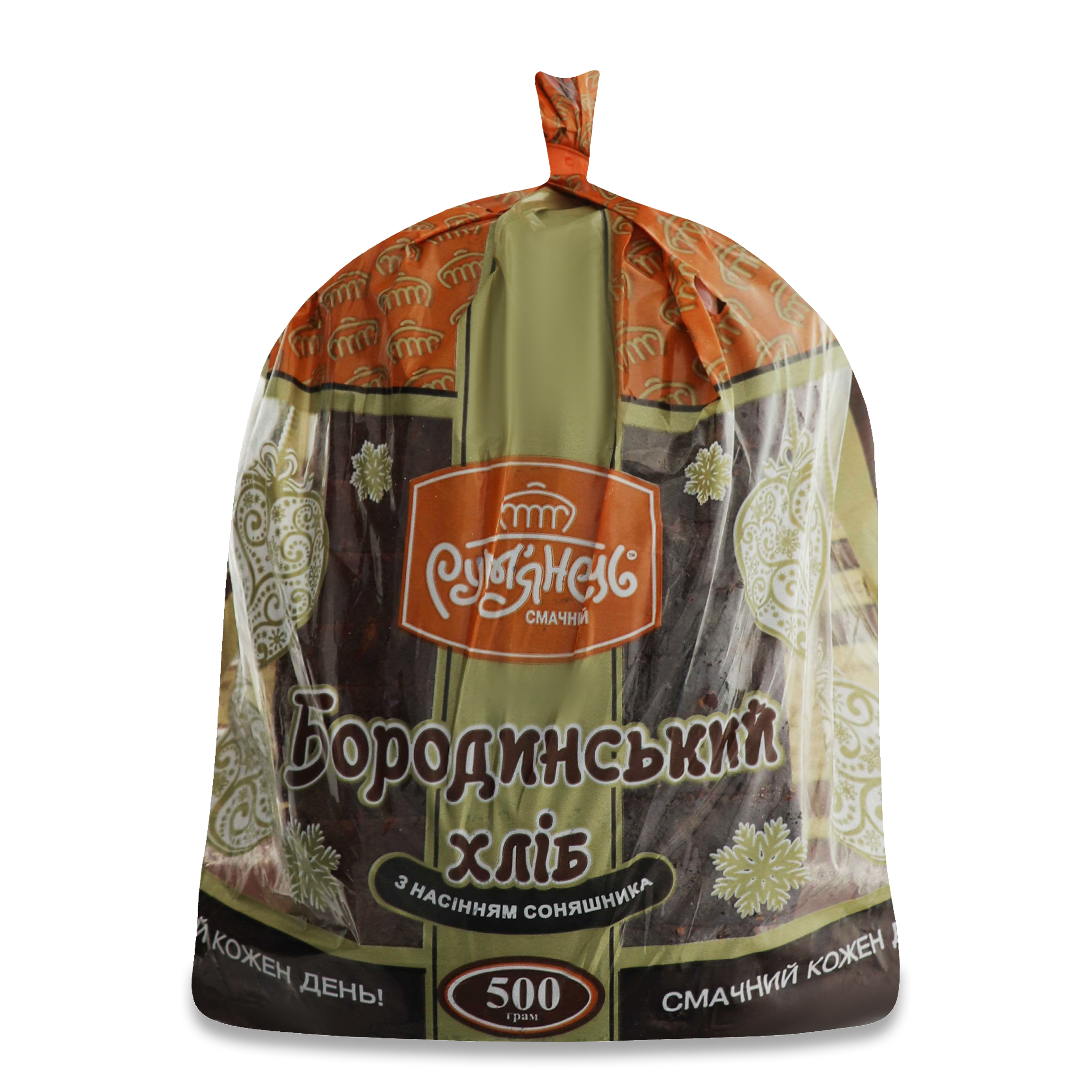 Хліб Бородинський Рум'янець з насінням соняшника порізаний 500г