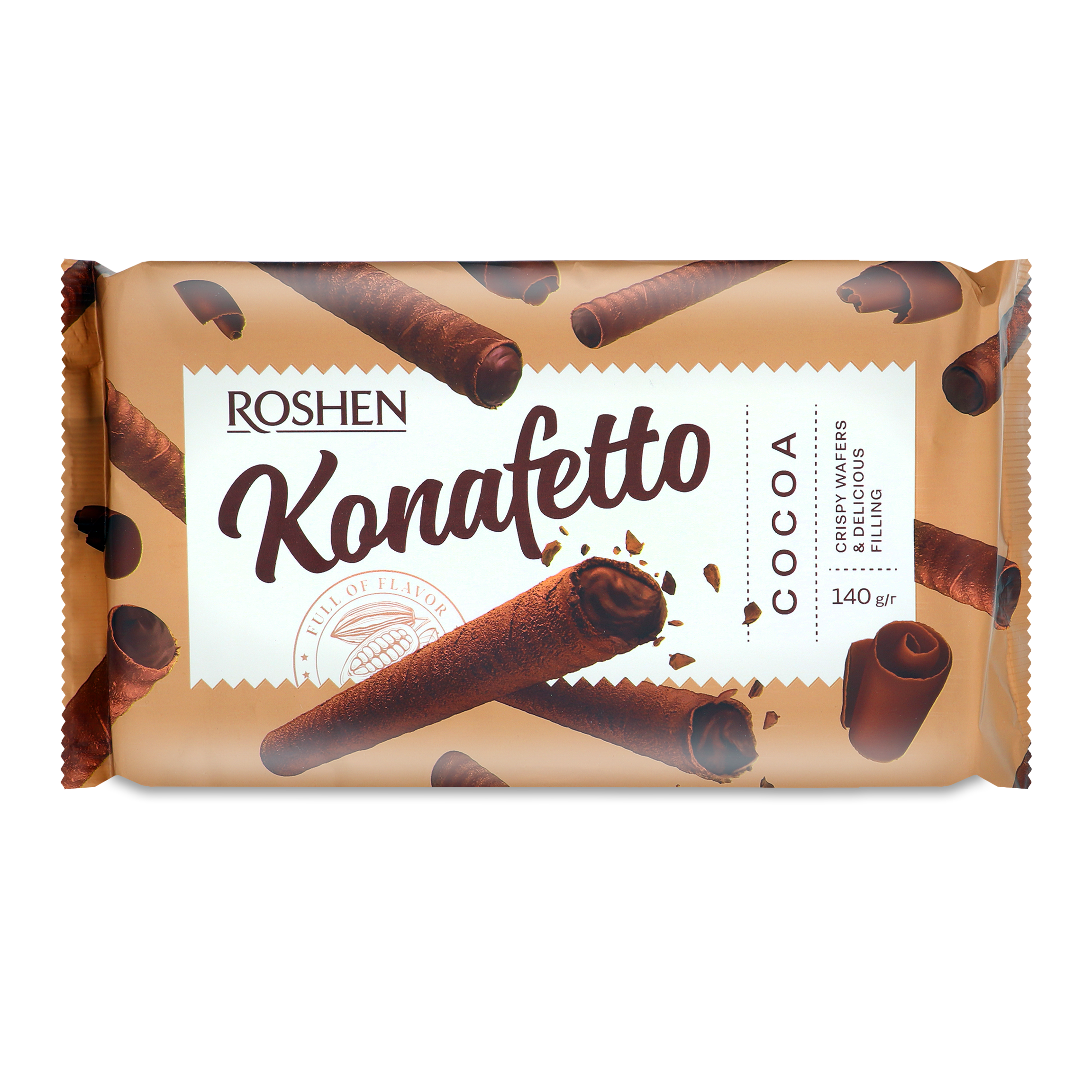 Трубочки вафельные Roshen Konafetto с начинкой крем-какао 140г