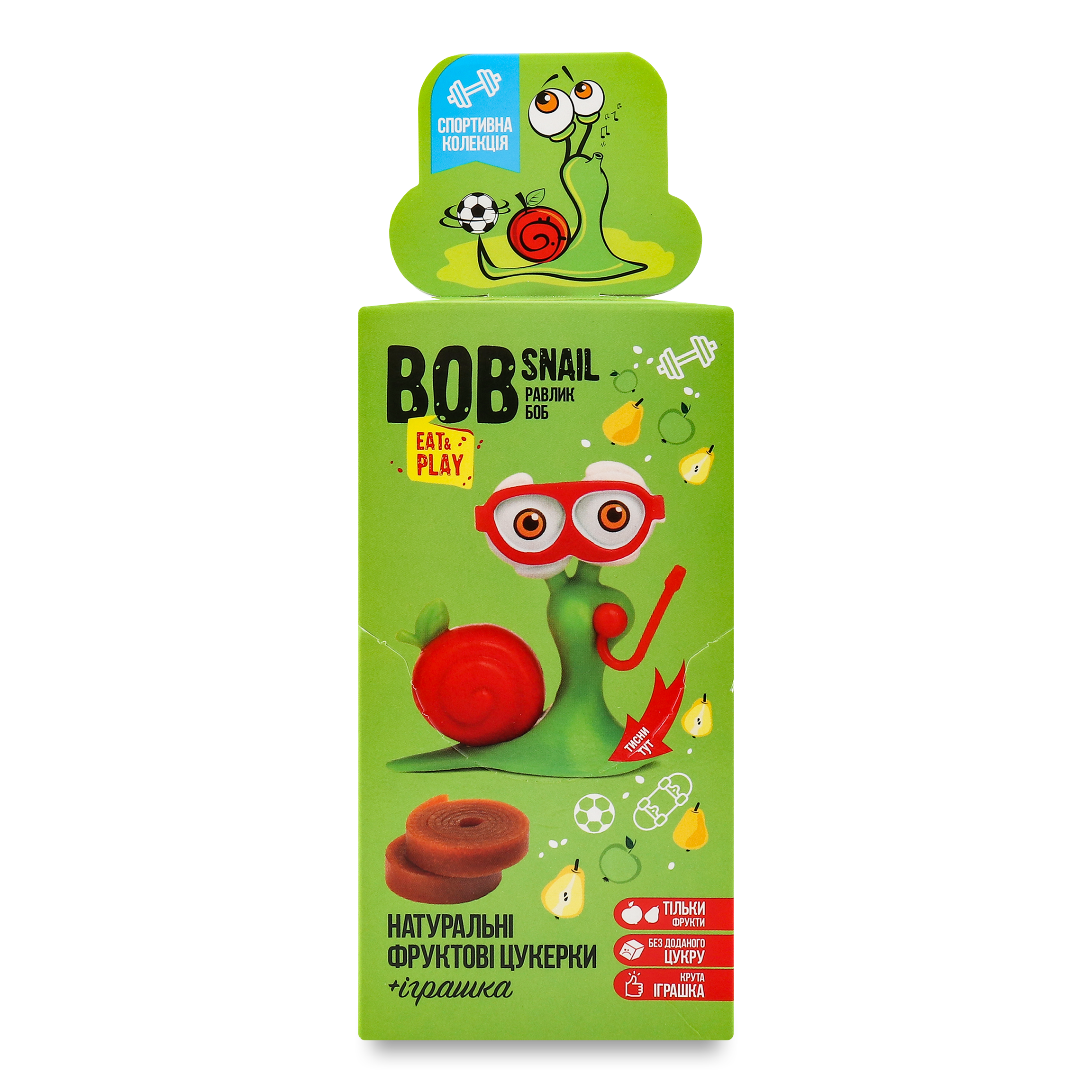 Набір Цукерки Bob Snail яблуко-груша 20г та іграшка