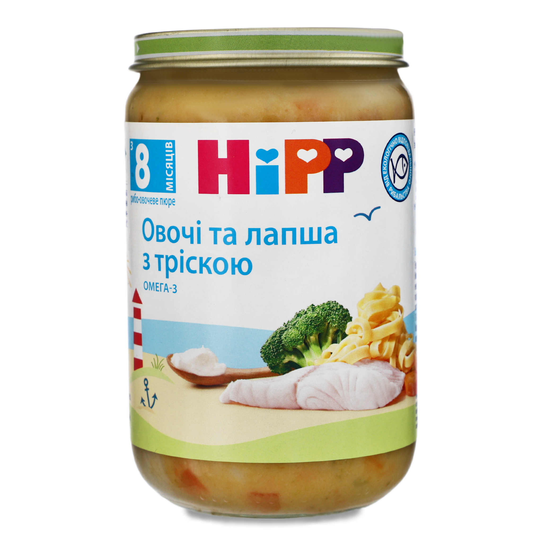 HiPP puree vegetables and noodles with cod 220g