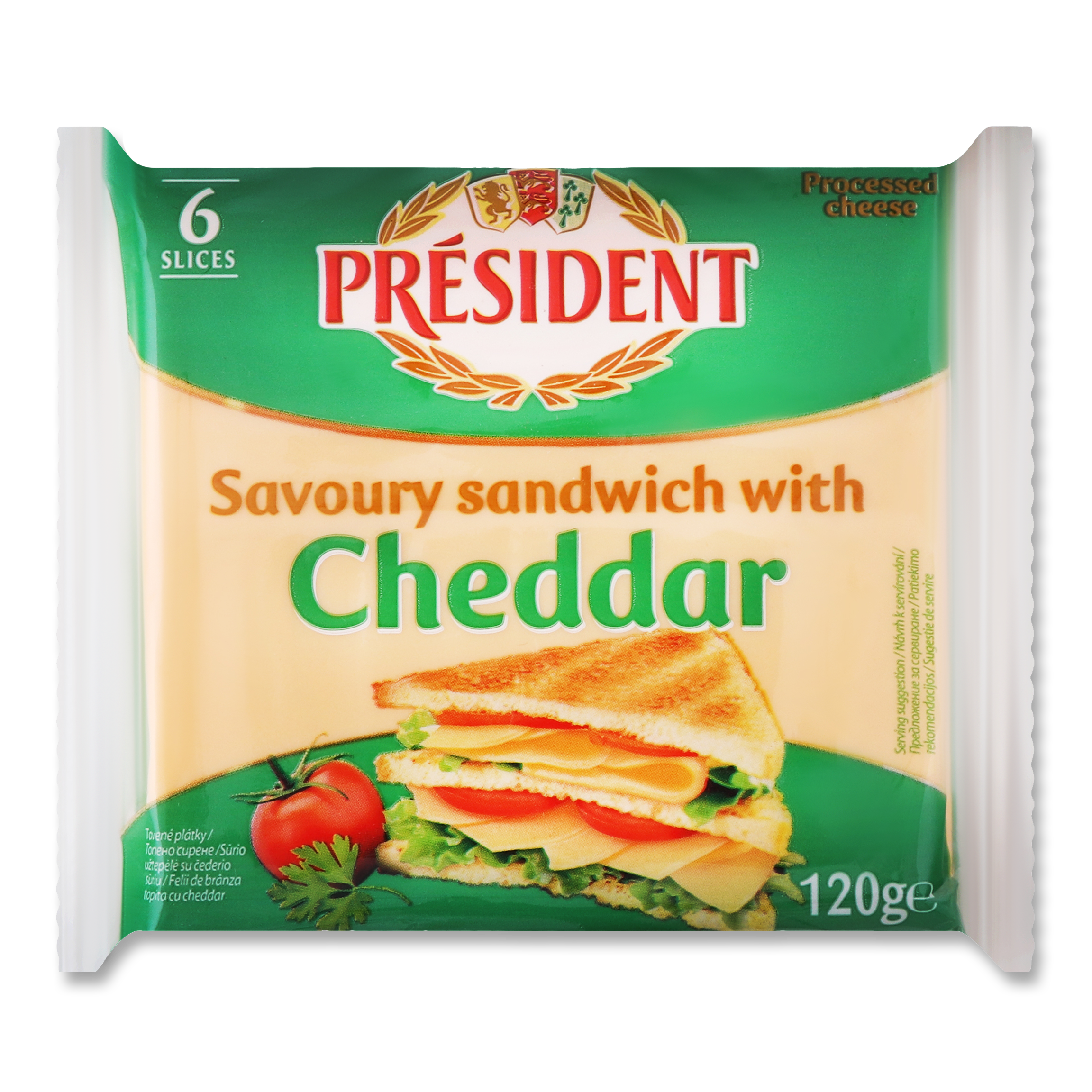 Сир President Cheddar плавлений для тостів 40% 120г