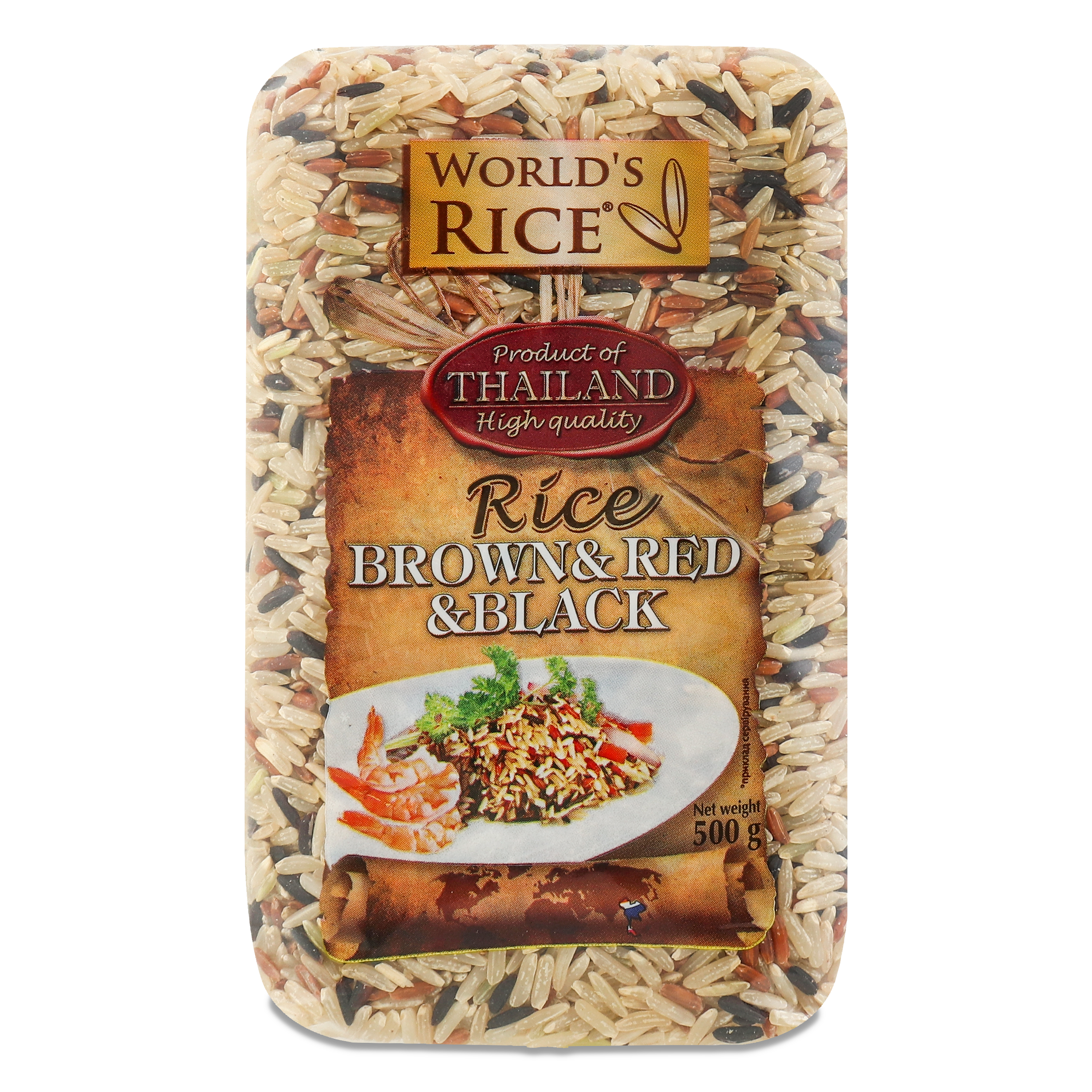 Рис World`s Rice Brown & Red & Black нешліфований 500г