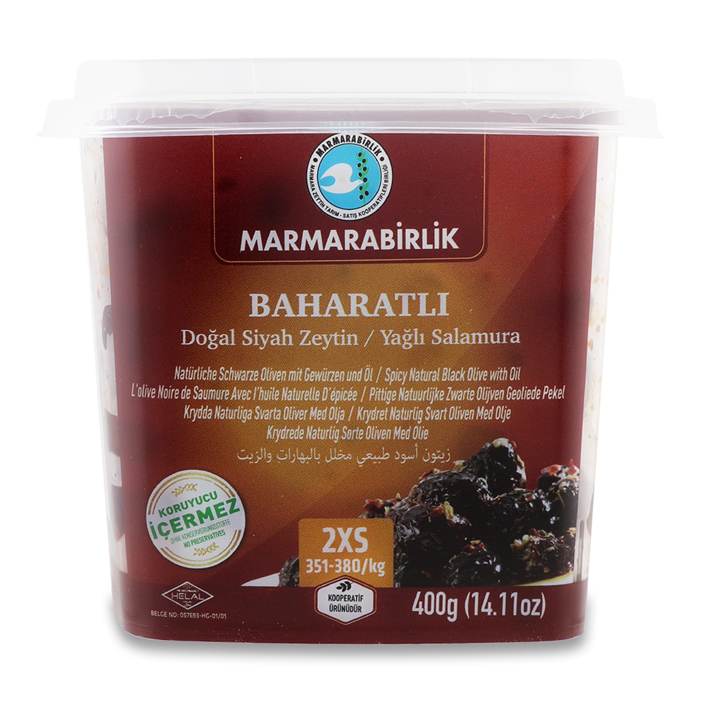 Marmarabirlik Dried Black Olives with Spices 400g