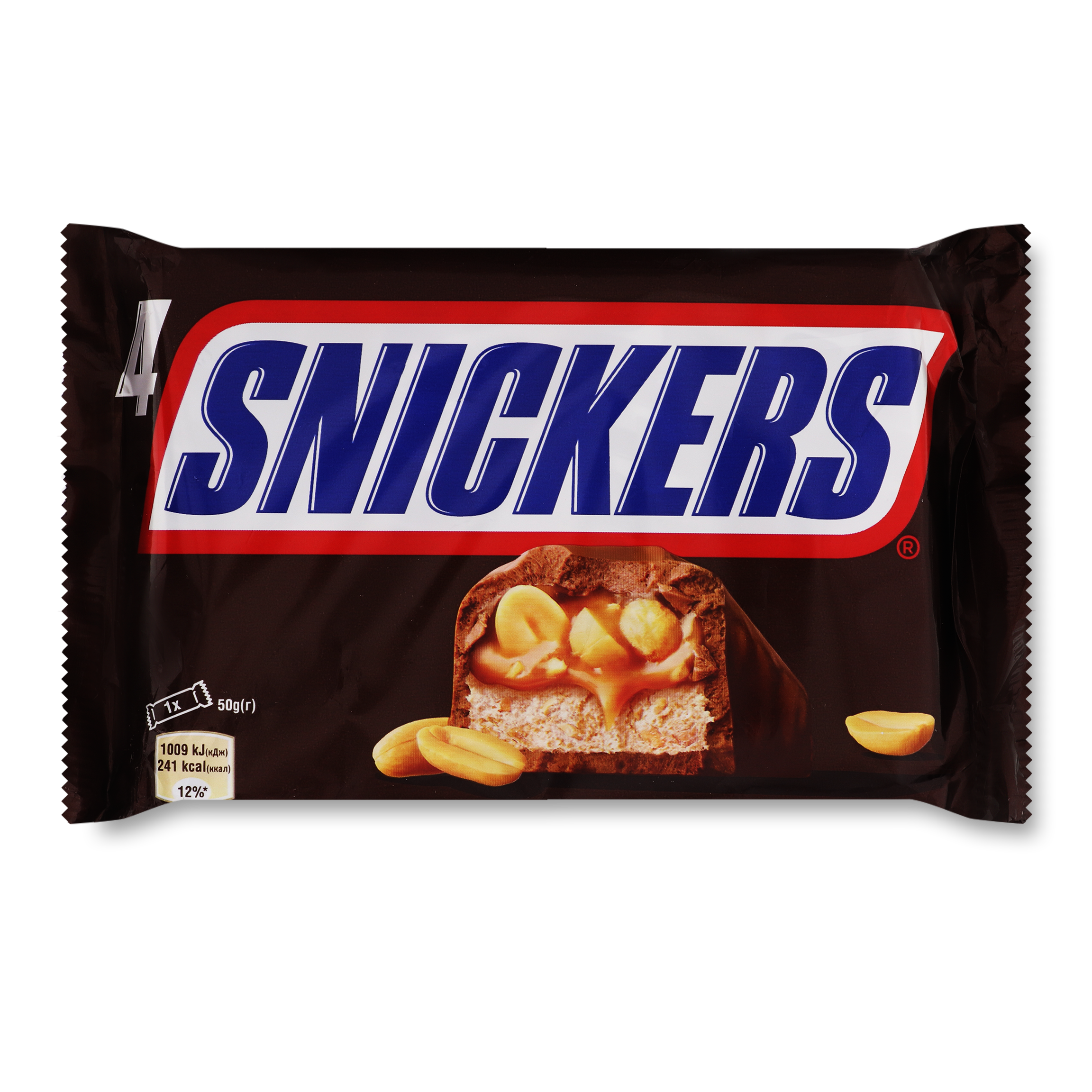 Батончик Snickers зі смаженим арахісом карамеллю і нугою в молочному шоколаді 200г